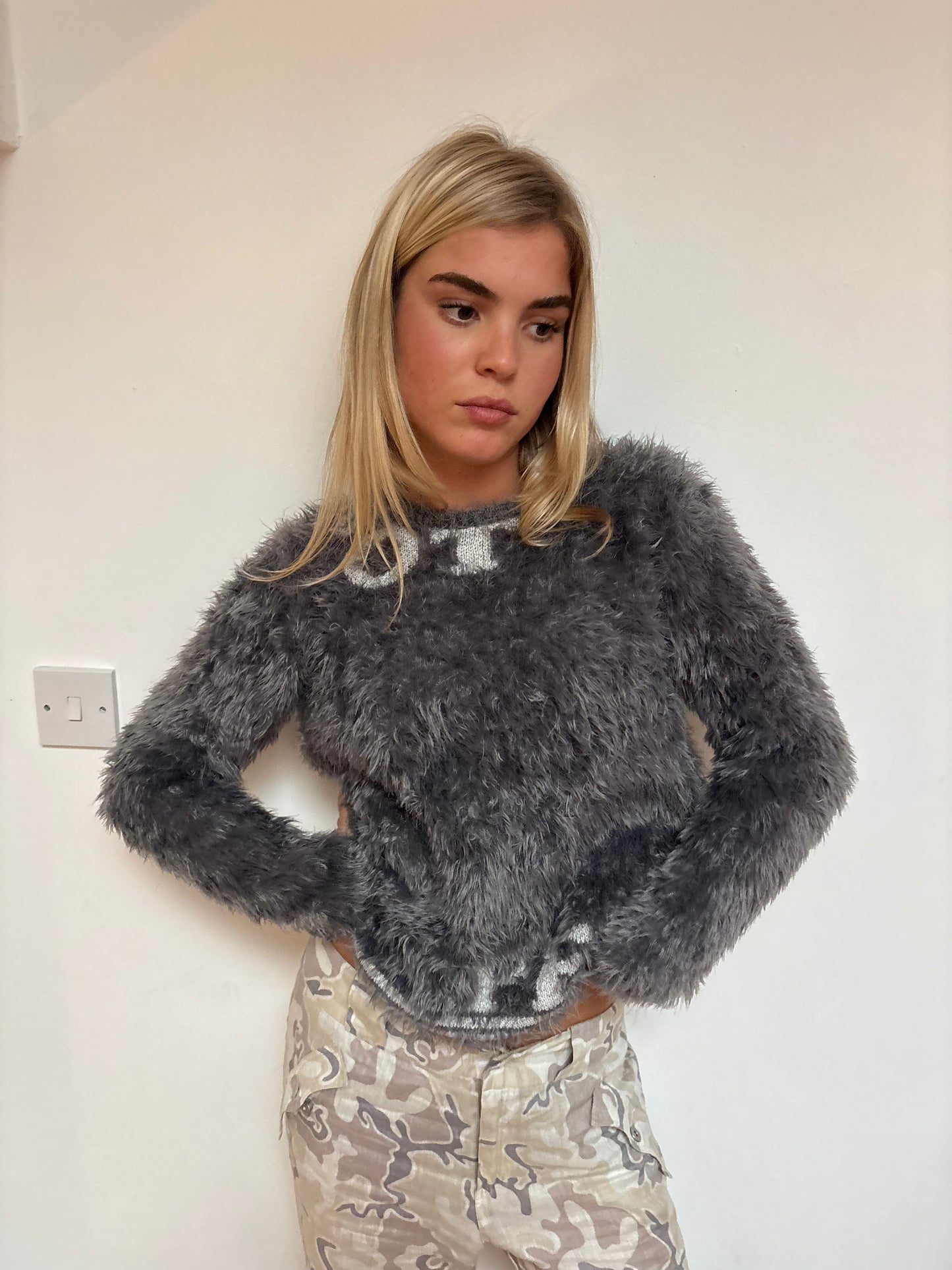 IKKS Grey Fuzzy Jumper