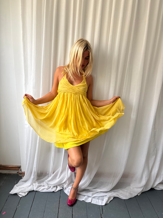 Full Circle Yellow Halter Dress