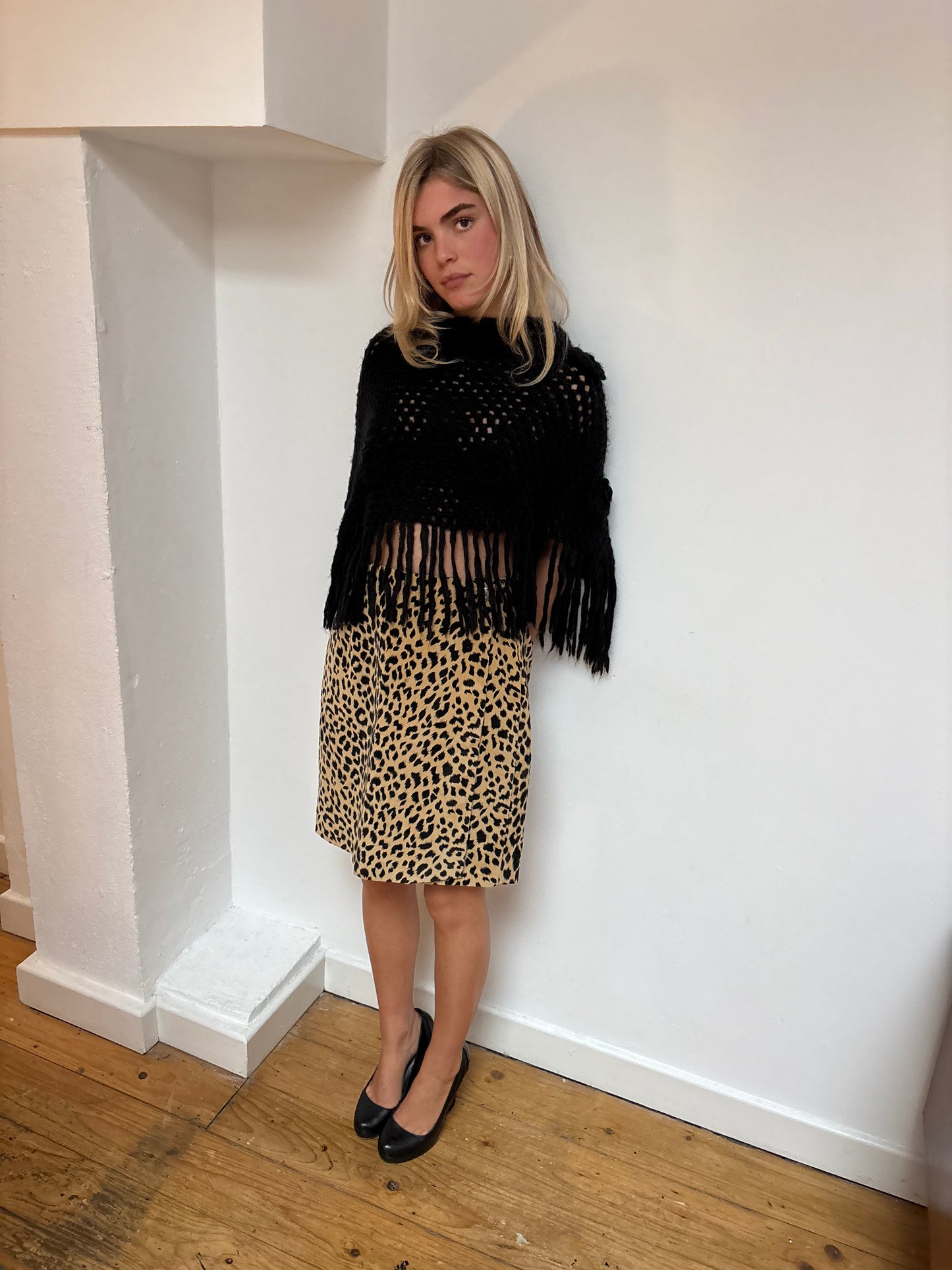 Laura Biagiotti Black Crochet Poncho