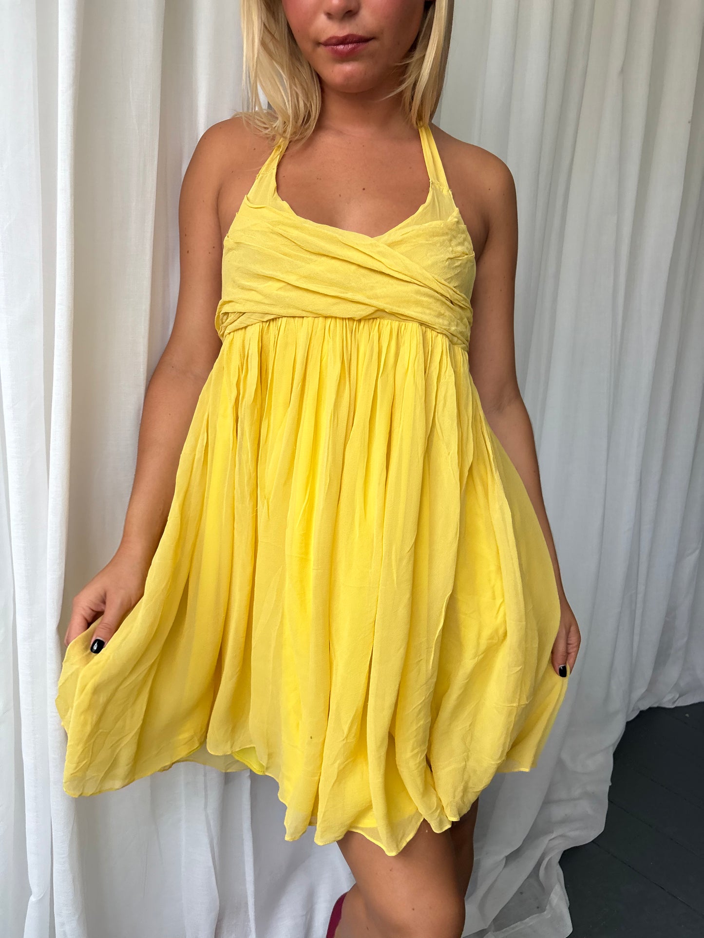 Full Circle Yellow Halter Dress