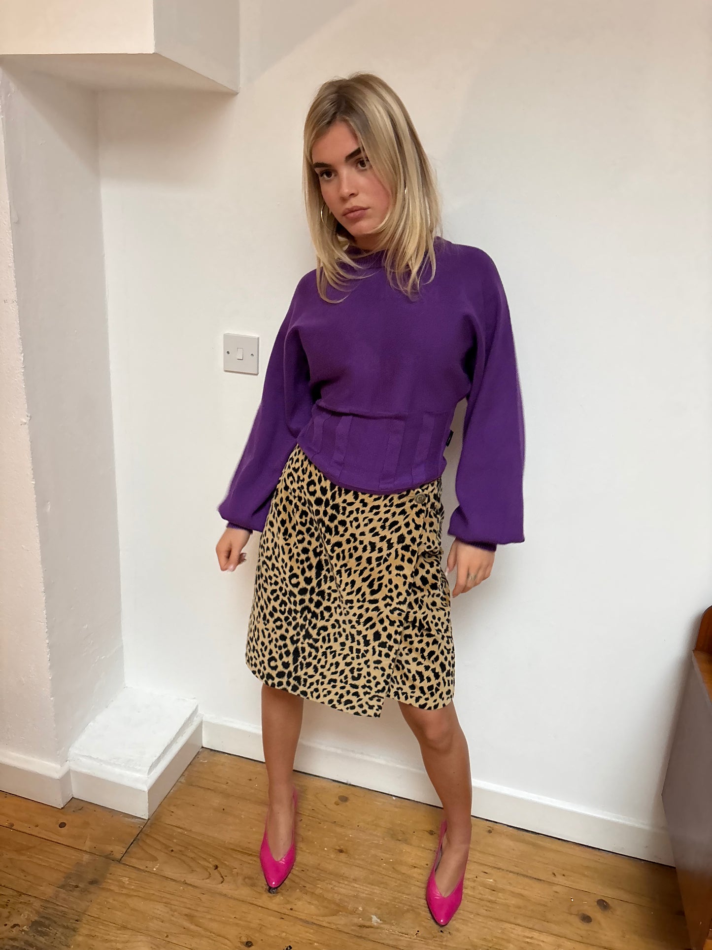 Richmond Purple Balloon Sleeve Jumper