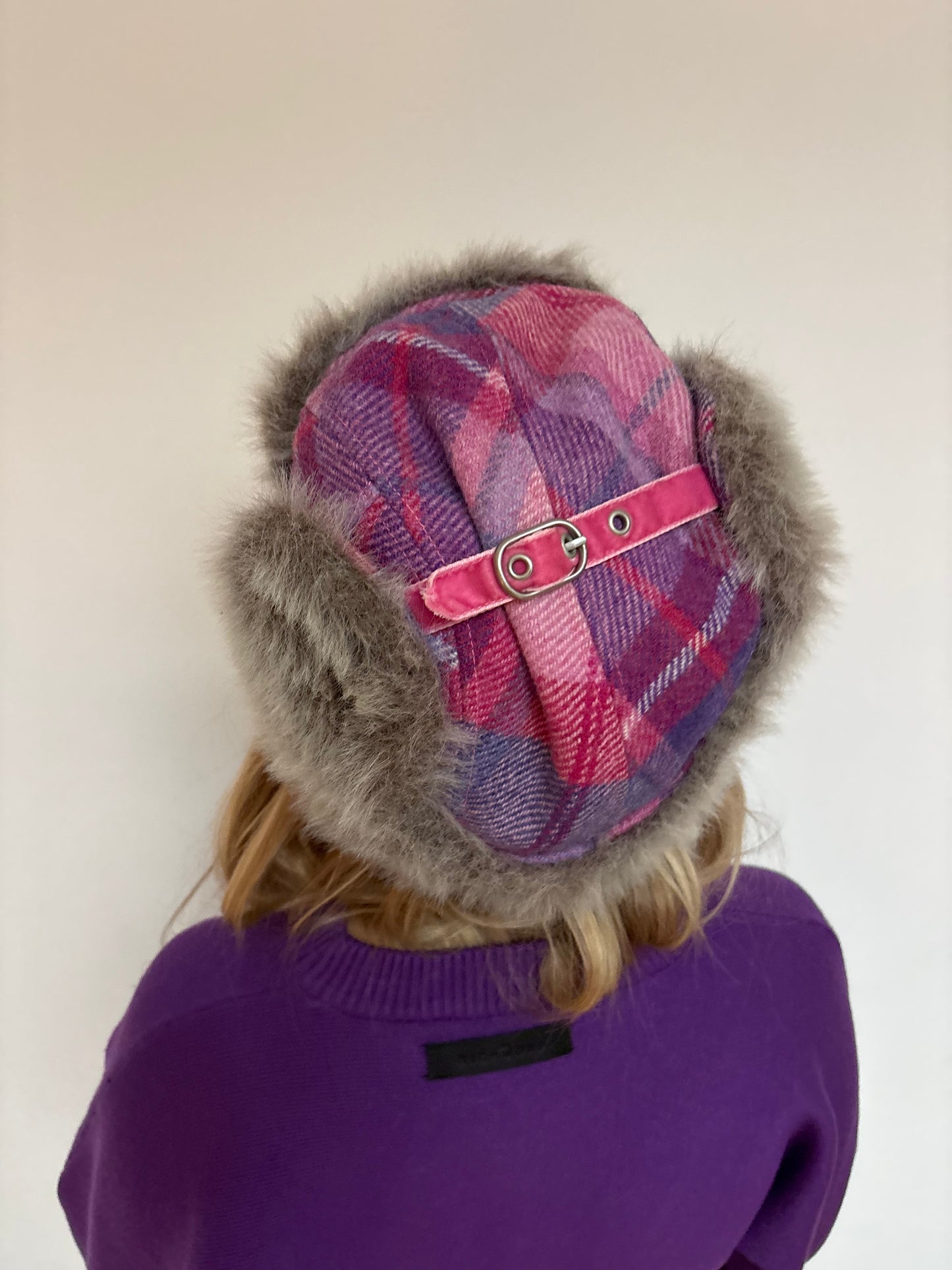 Ness Purple Plaid Trapper Hat