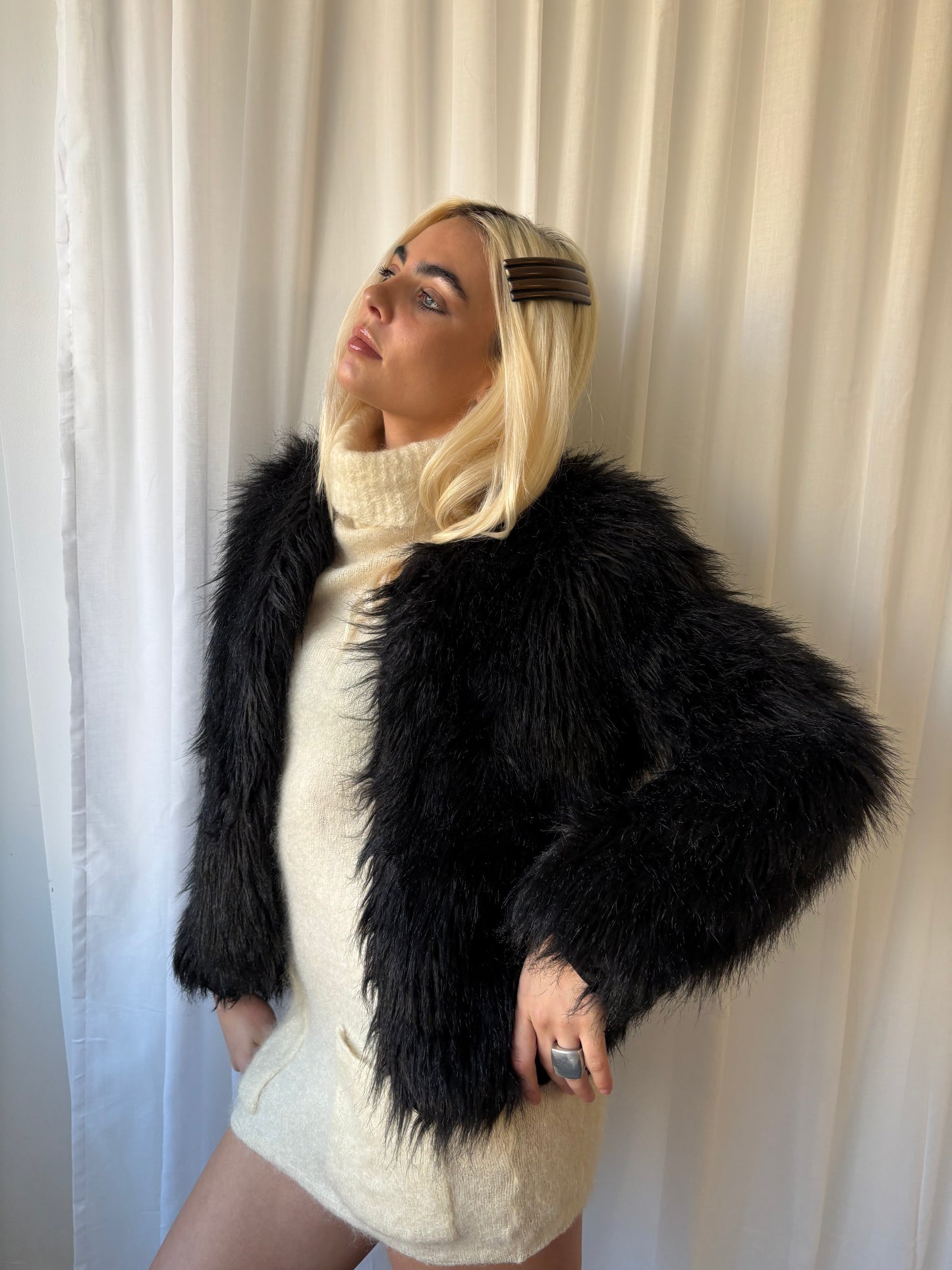 Altuzarra Black Faux Fur Jacket