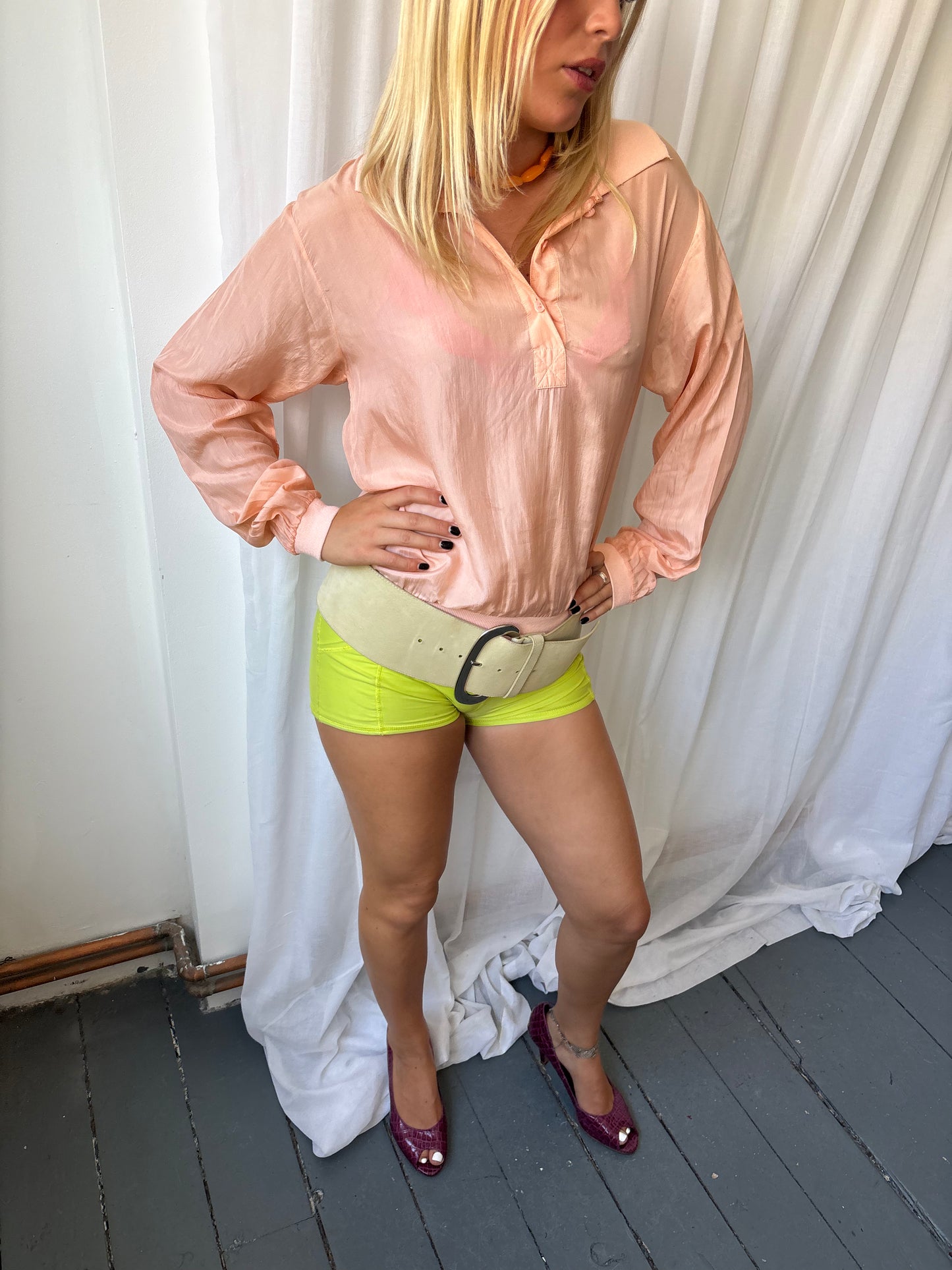 Maurada Peach Silk Shirt