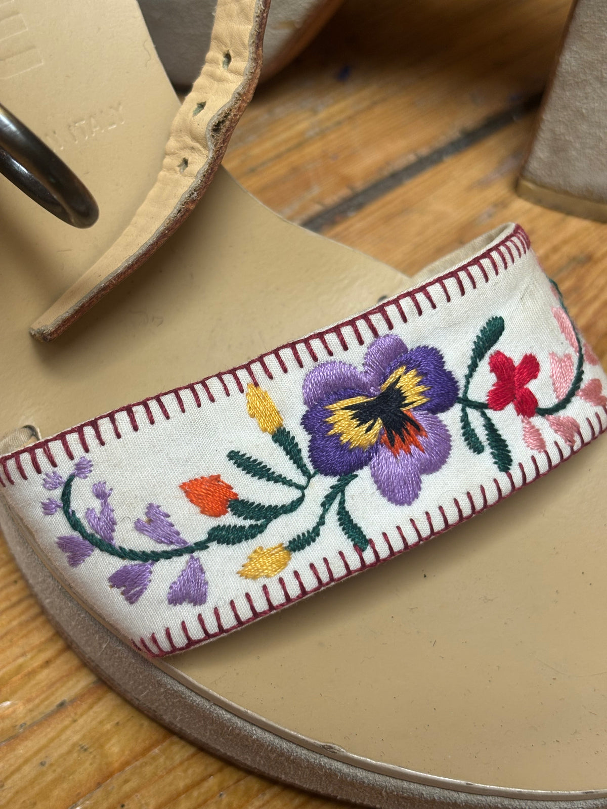 Miu Miu Embroidered Block Heel Shoes