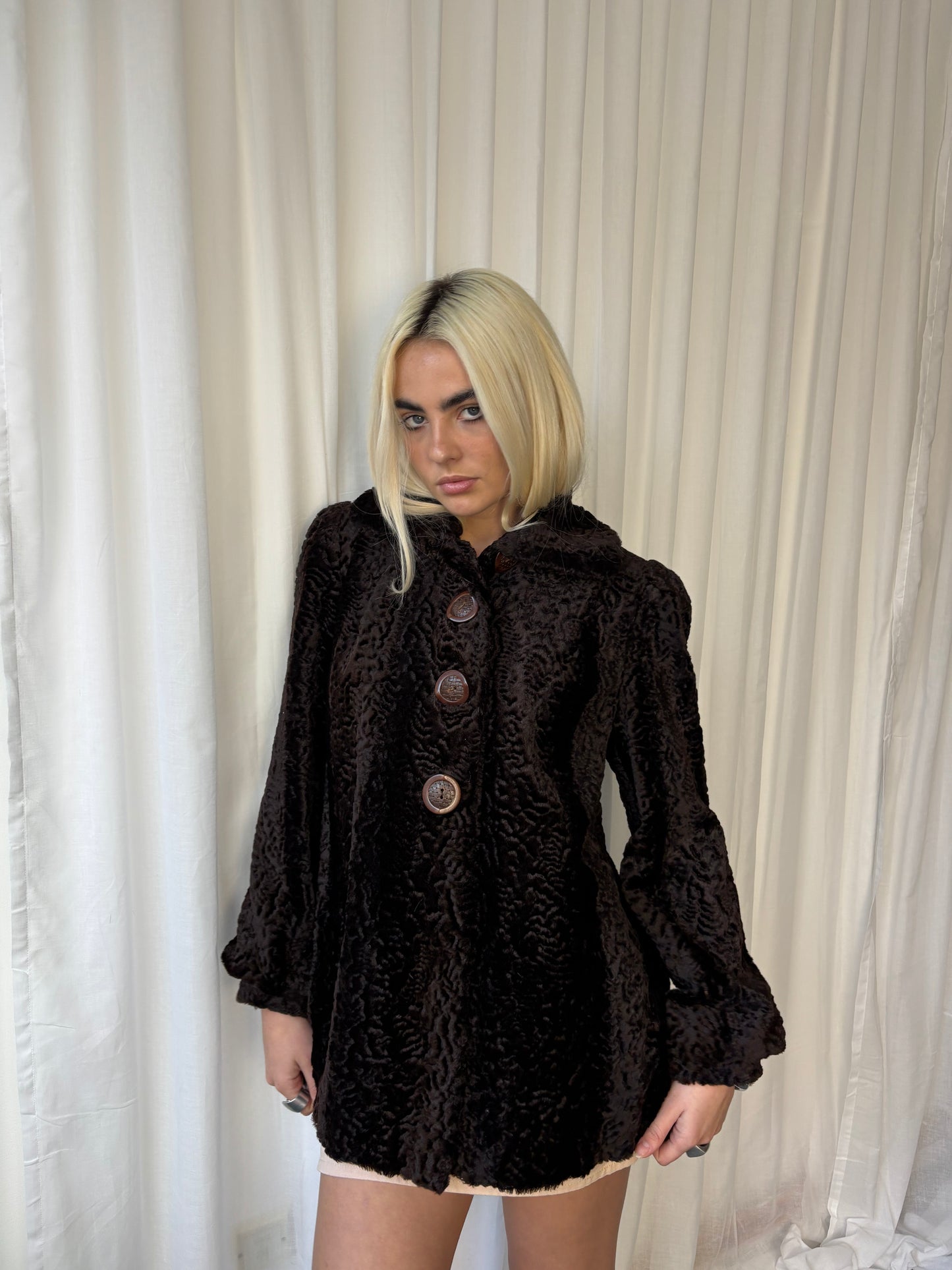 Vintage Brown Astrakhan Coat