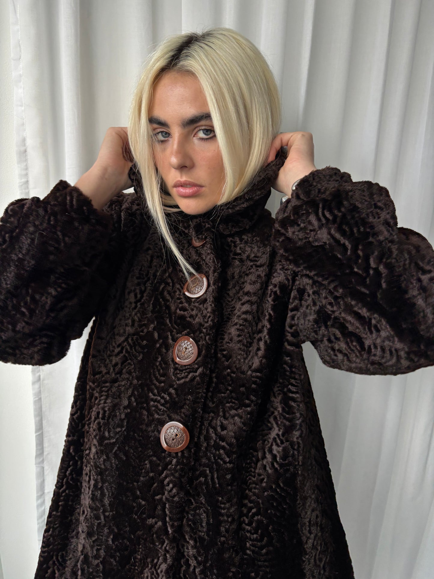 Vintage Brown Astrakhan Coat