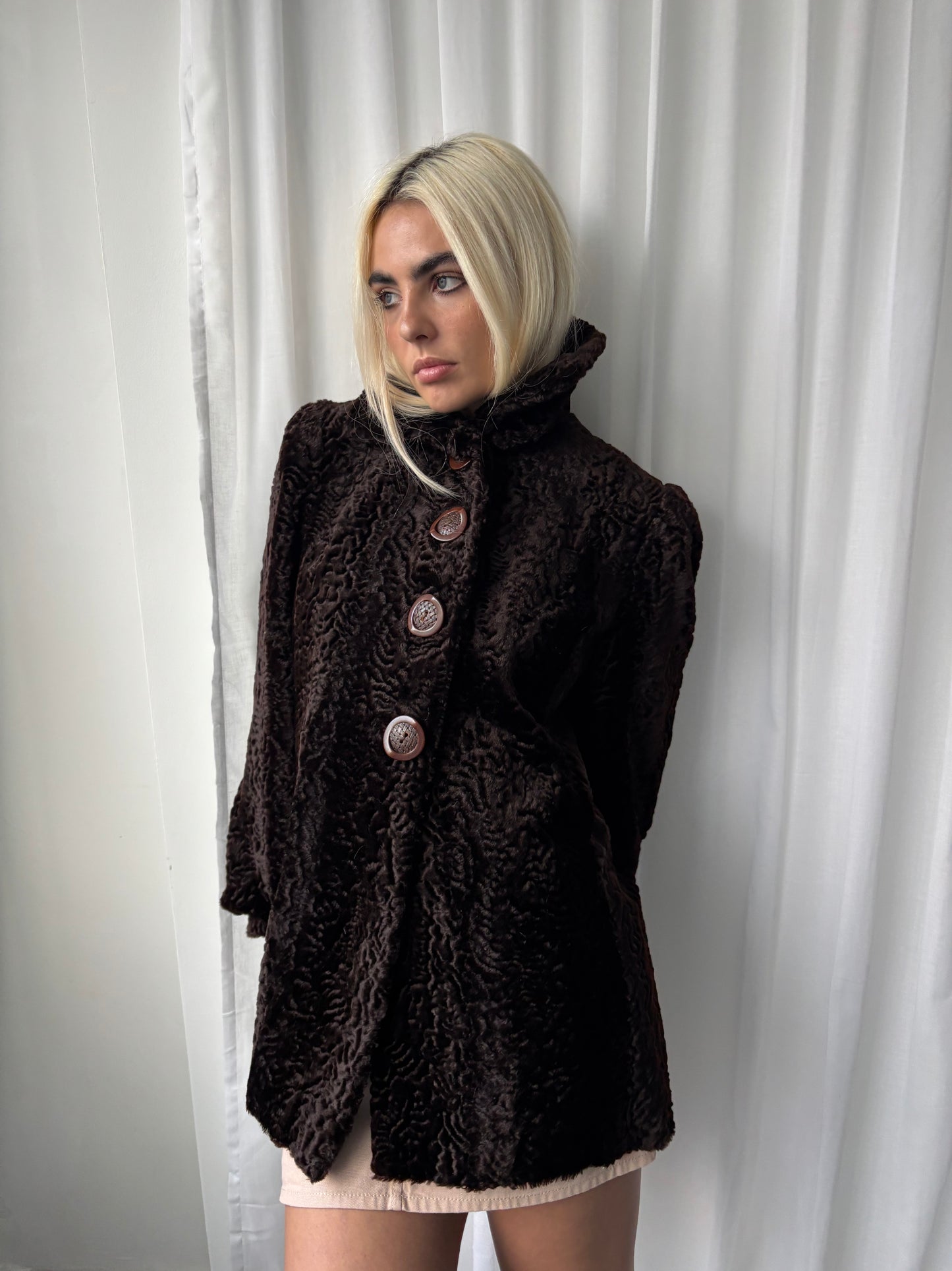 Vintage Brown Astrakhan Coat