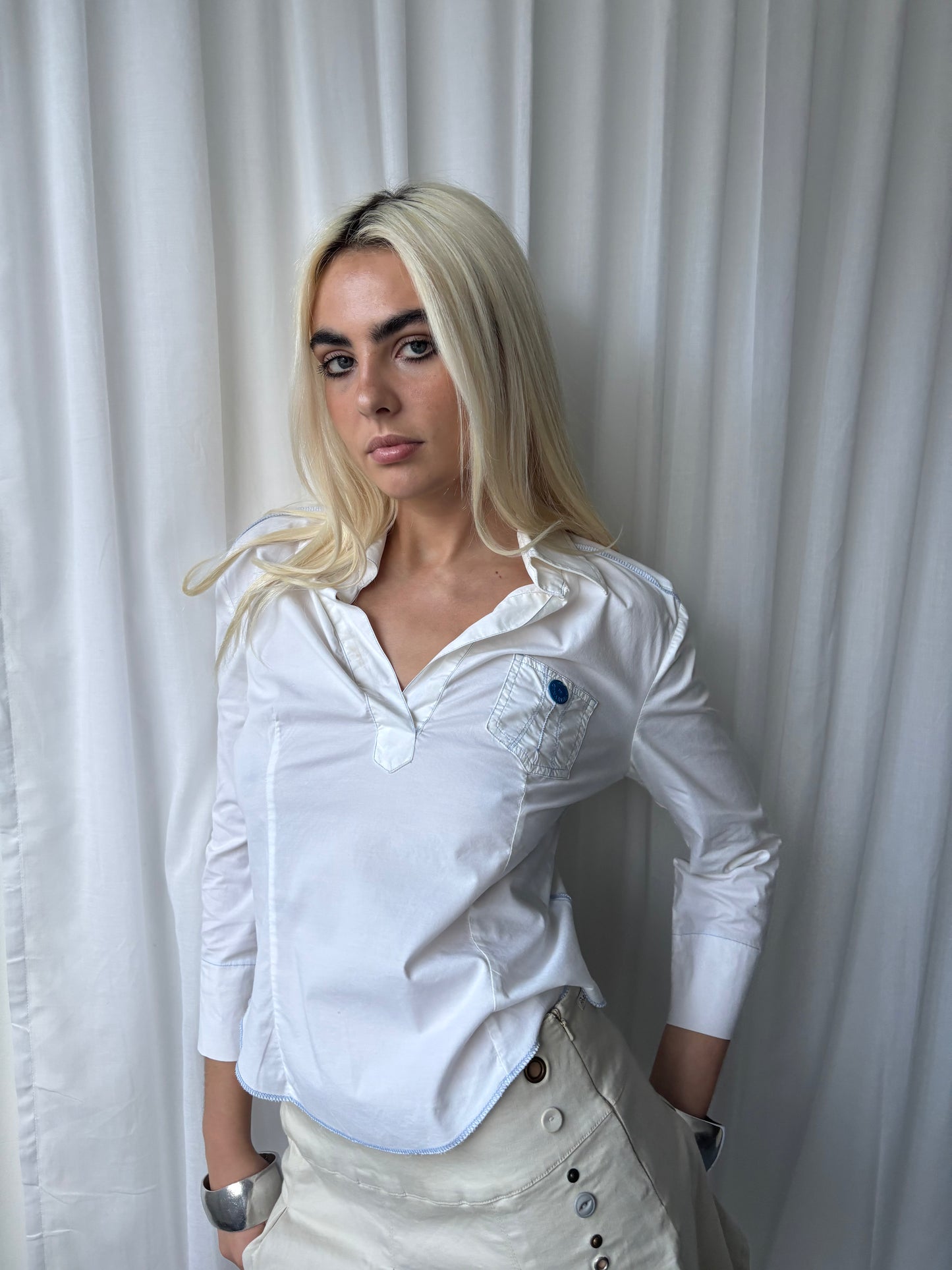 Fornarina White Contrast Stitch Shirt