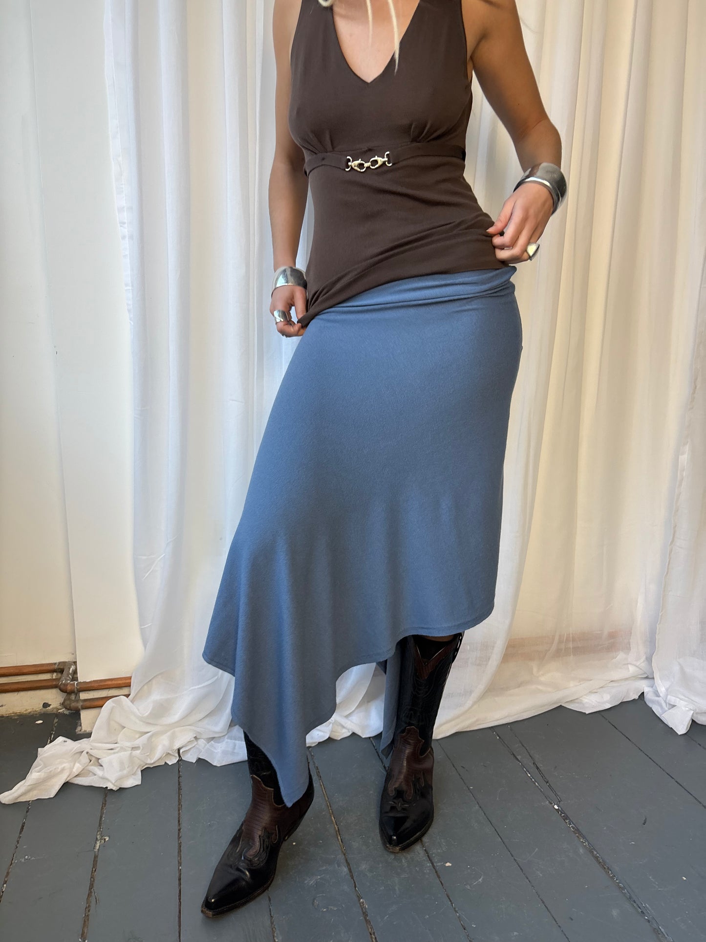 Vintage Dusky Blue Poncho