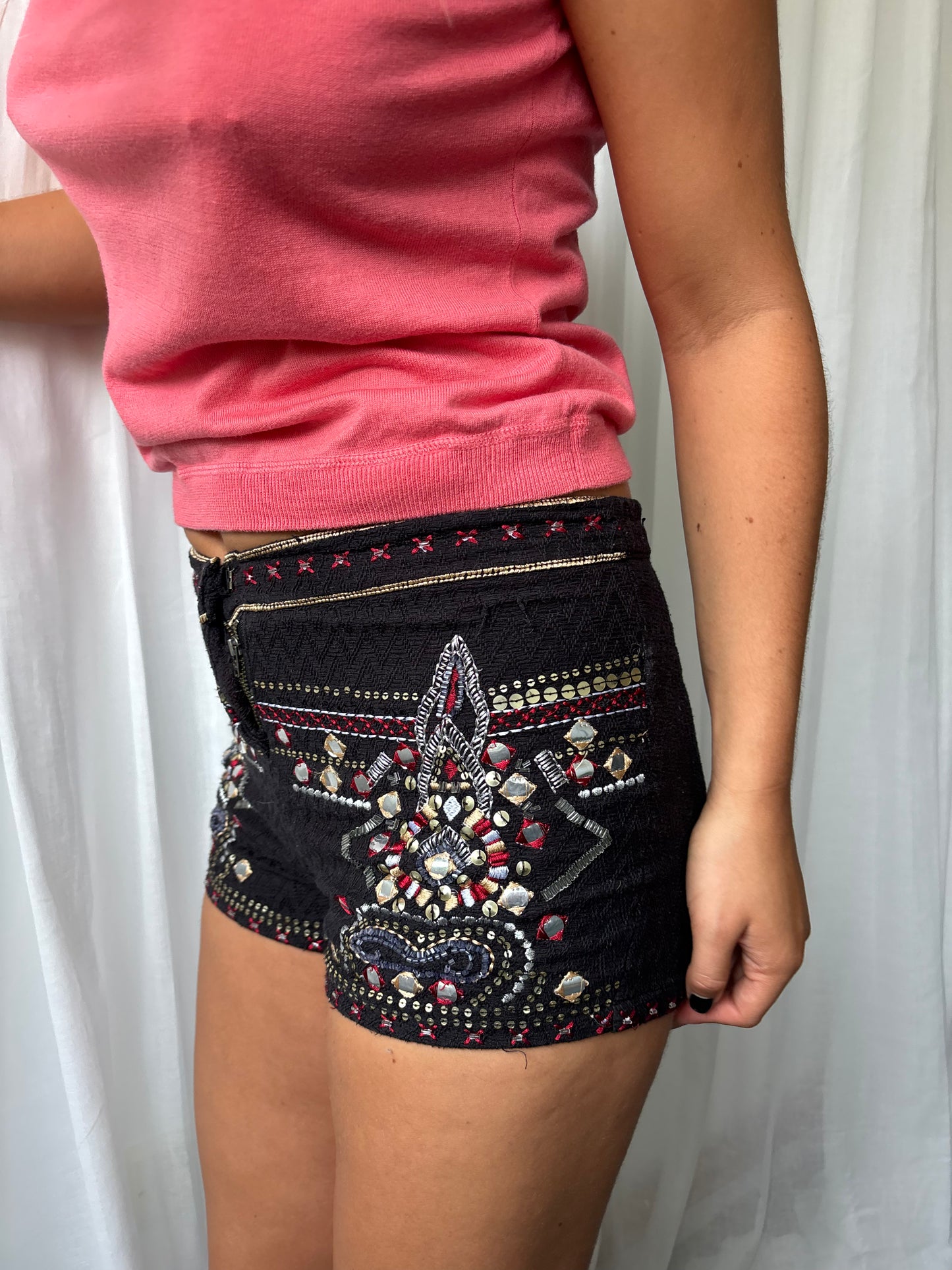 Vintage Black Embellished Shorts