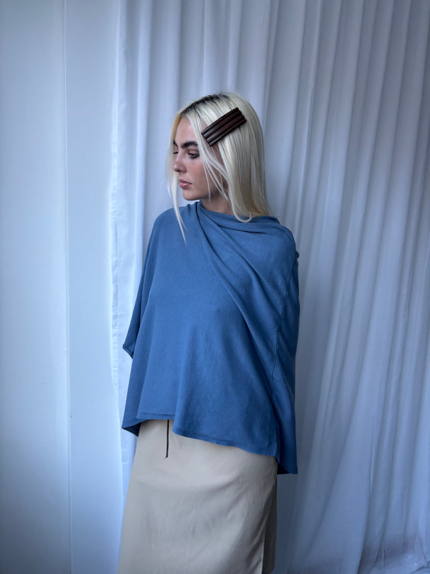 Vintage Dusky Blue Poncho
