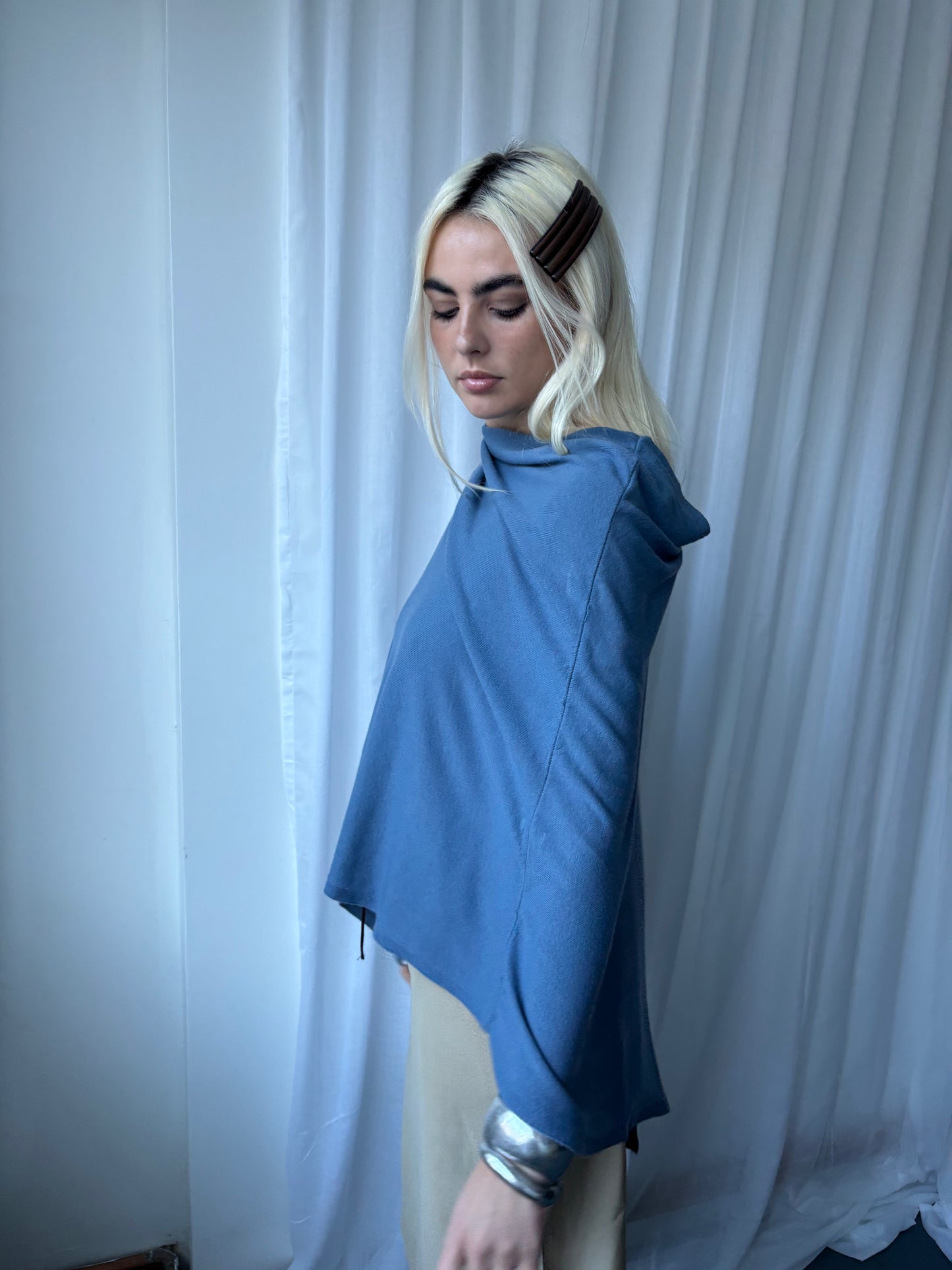 Vintage Dusky Blue Poncho