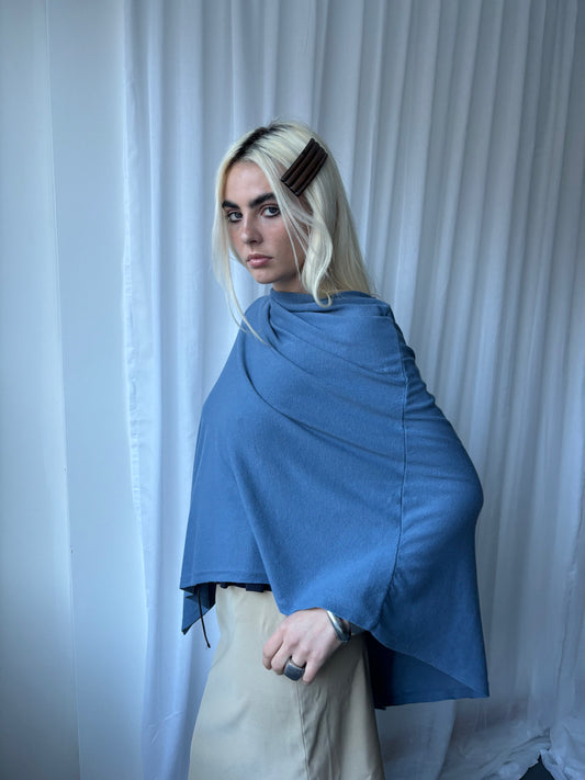 Vintage Dusky Blue Poncho