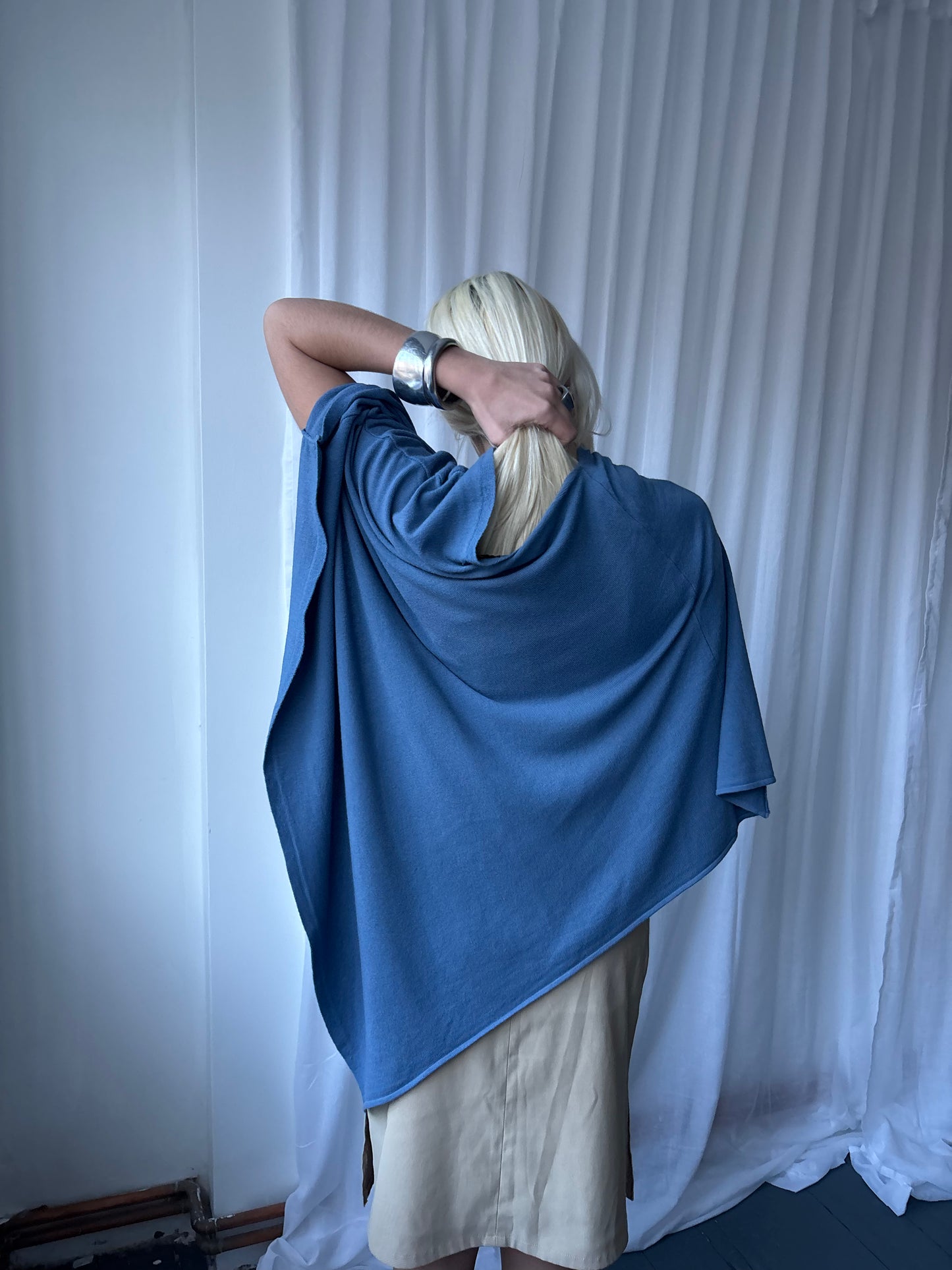 Vintage Dusky Blue Poncho