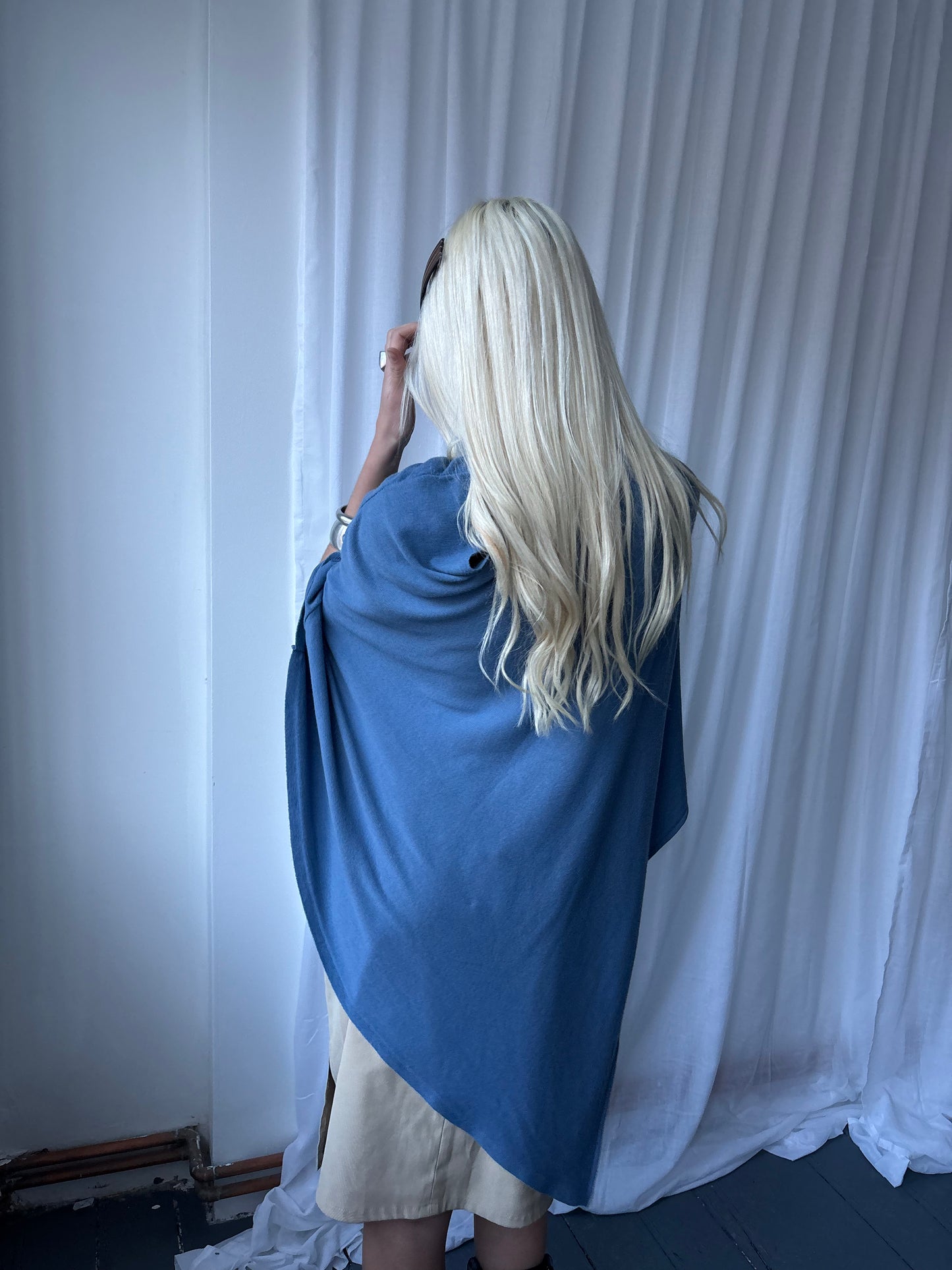 Vintage Dusky Blue Poncho
