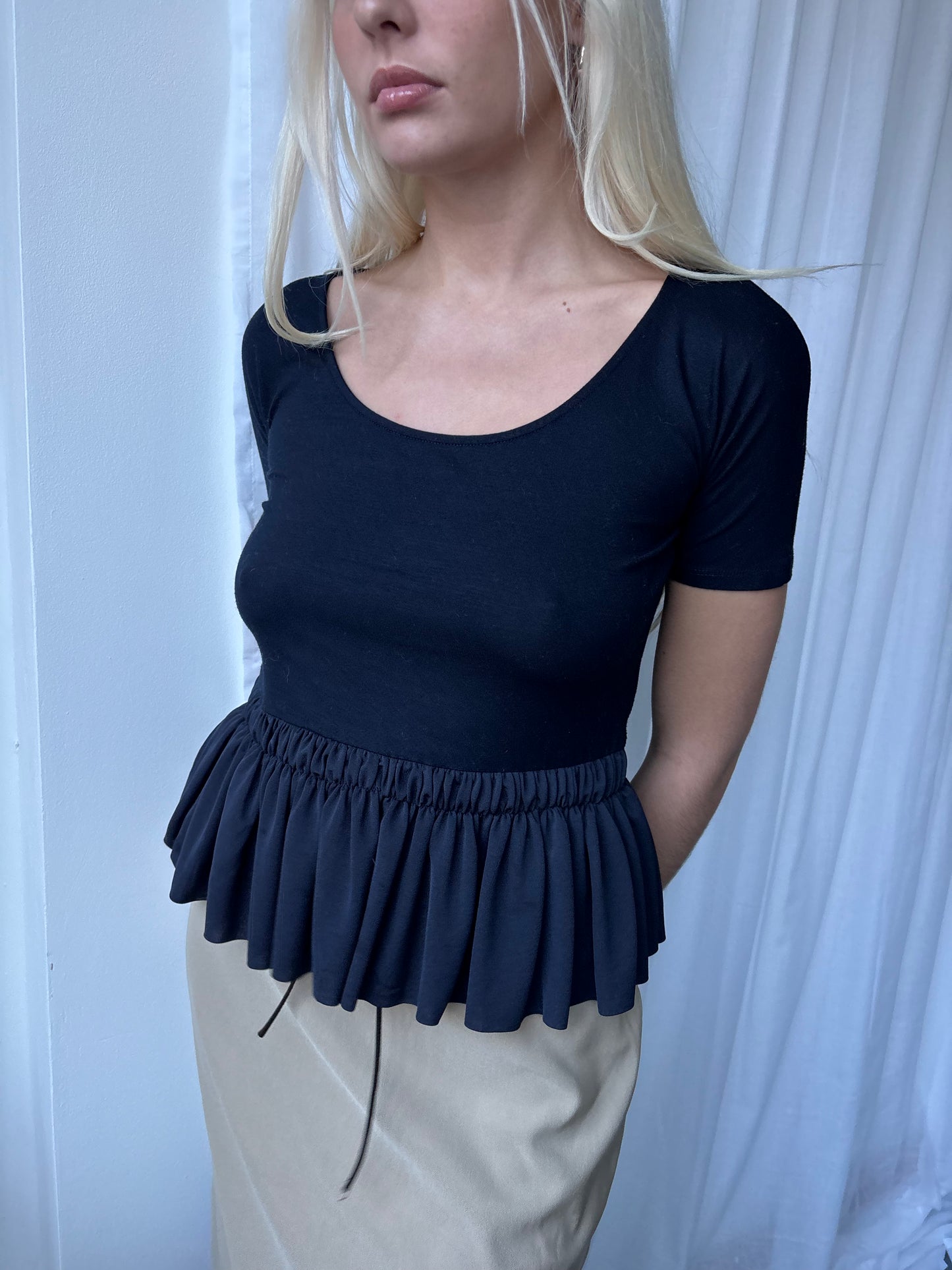 Emporio Armani Navy Peplum Top