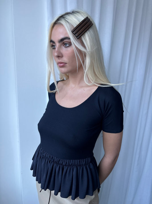 Emporio Armani Navy Peplum Top