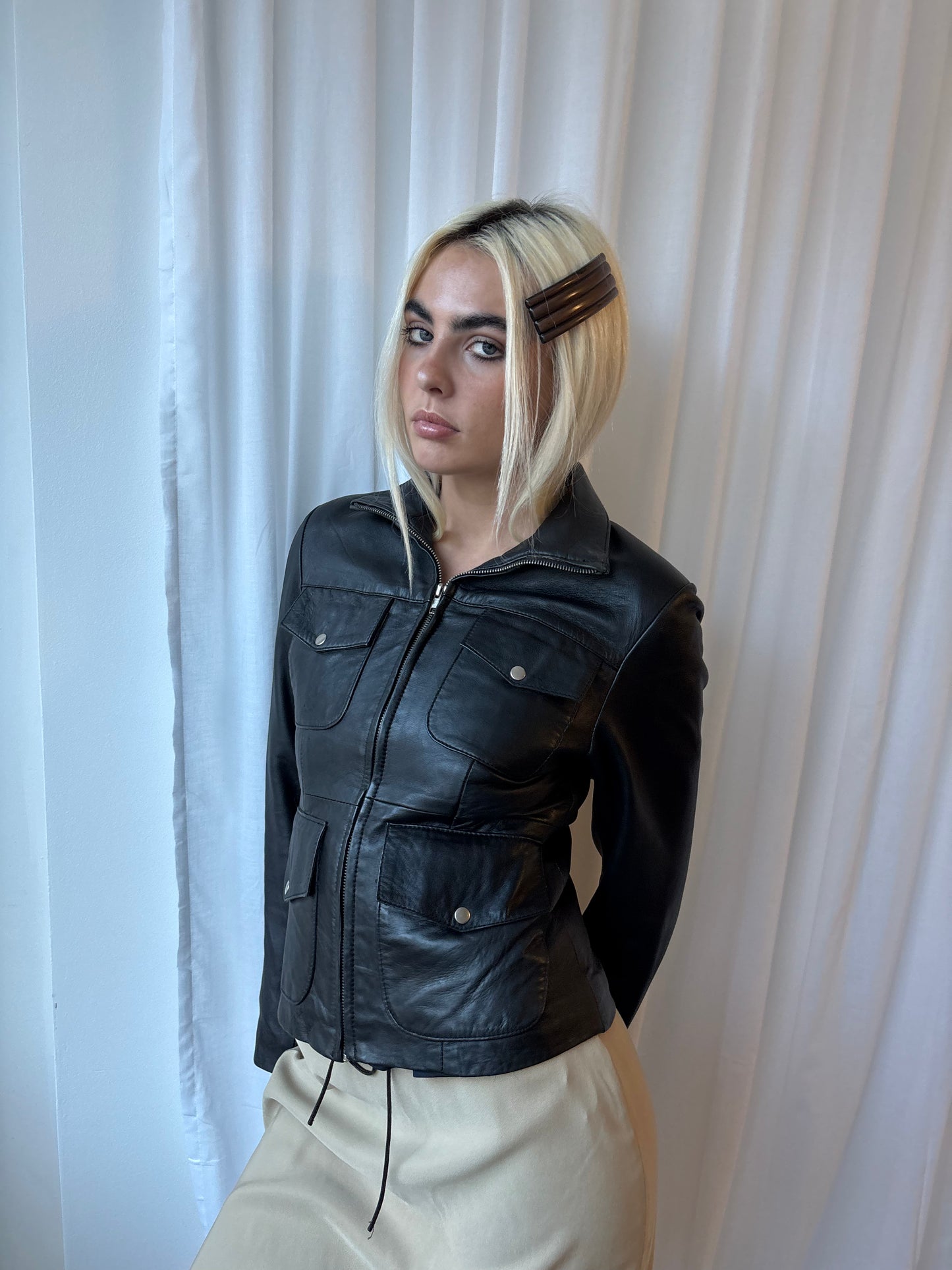 Heeli Black Leather Jacket