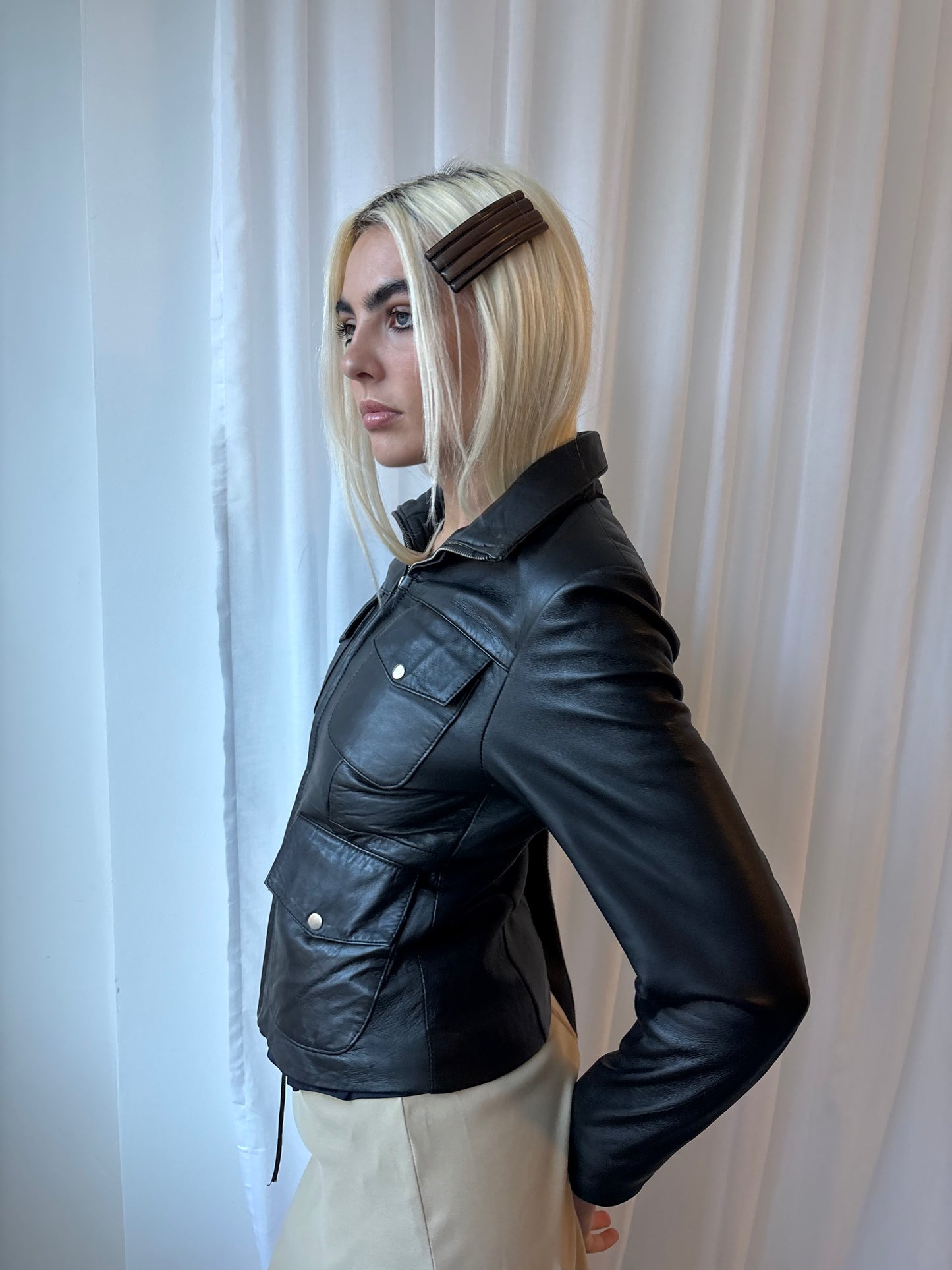 Heeli Black Leather Jacket