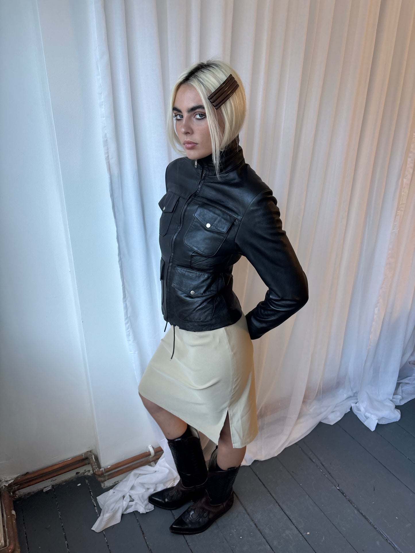Heeli Black Leather Jacket