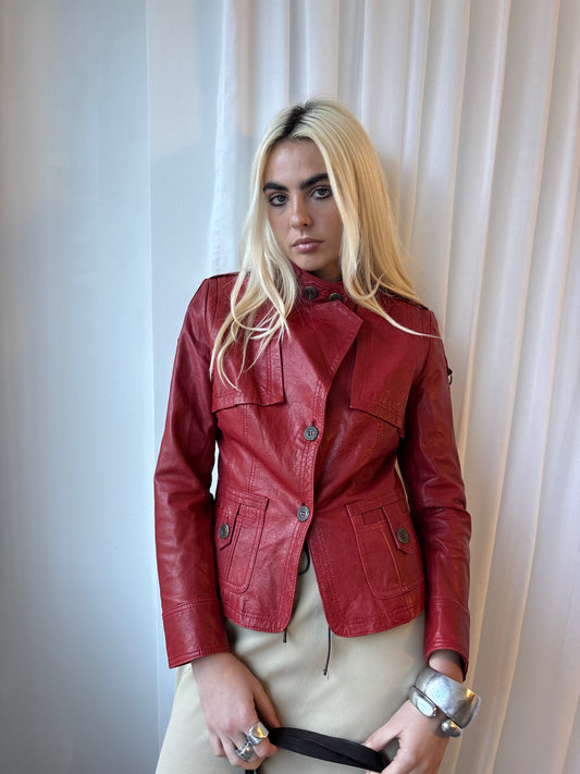 Vintage Red Leather Jacket