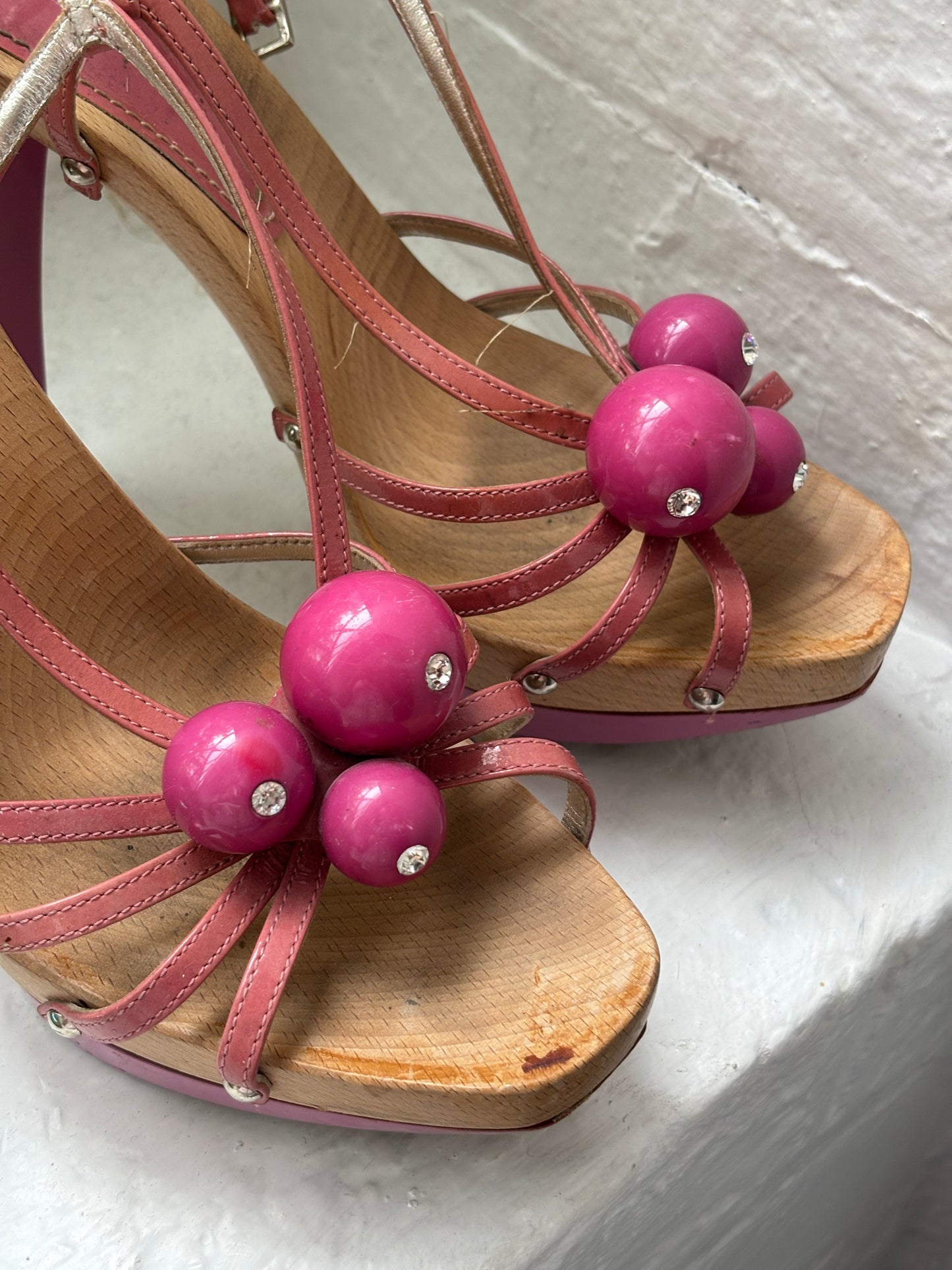 Vintage Pink Wood Heels
