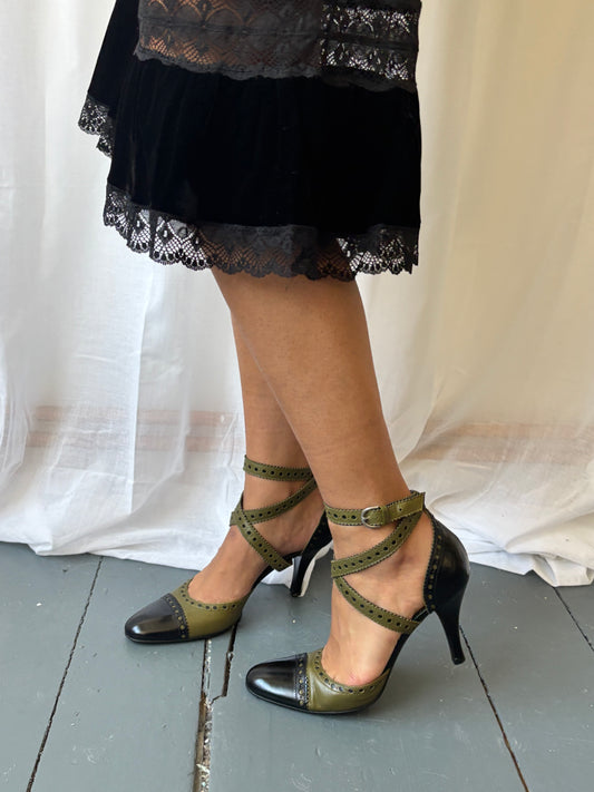 Sergio Rossi Tooled Leather Heels
