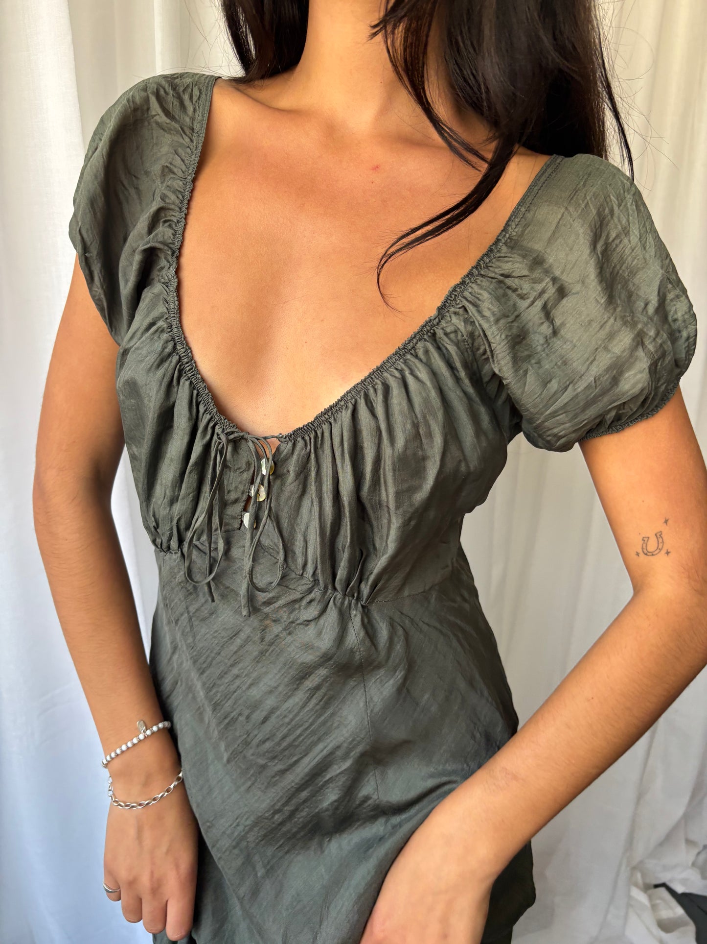 Henrietta Park Khaki Silk Dress