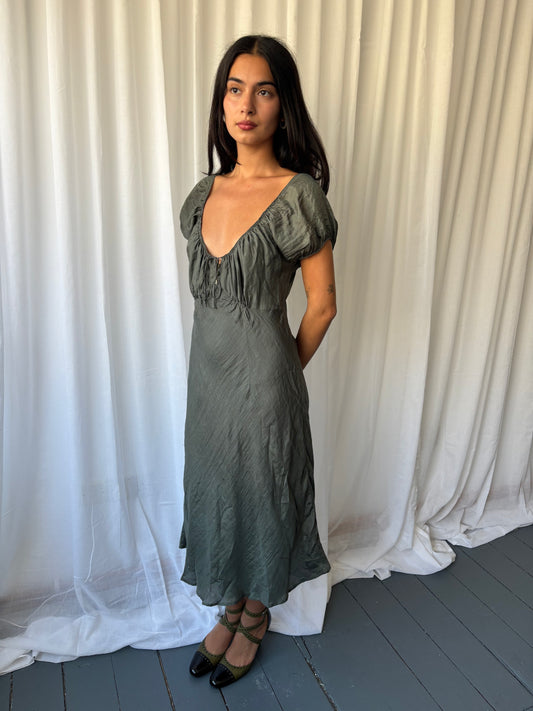 Henrietta Park Khaki Silk Dress