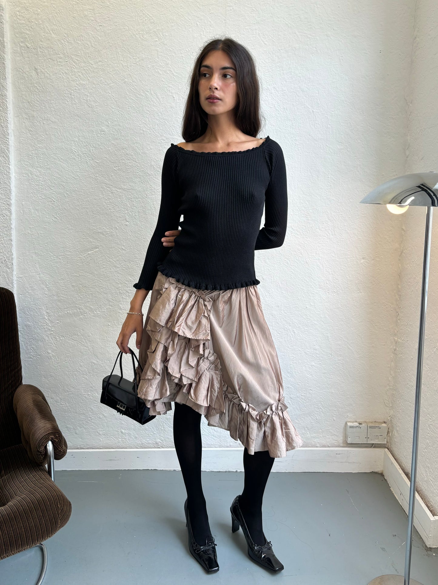 Miu Miu Ruffle Midi Skirt