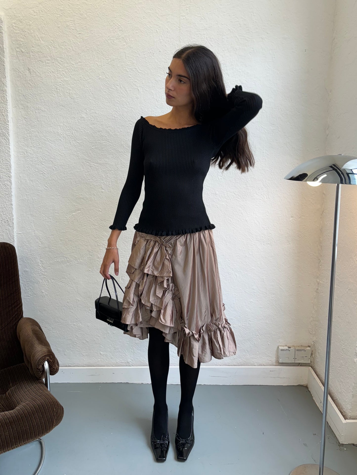 Miu Miu Ruffle Midi Skirt