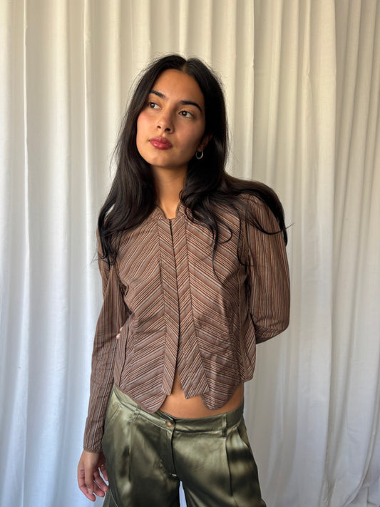 BCBG Max Azria Brown Stripe Jacket