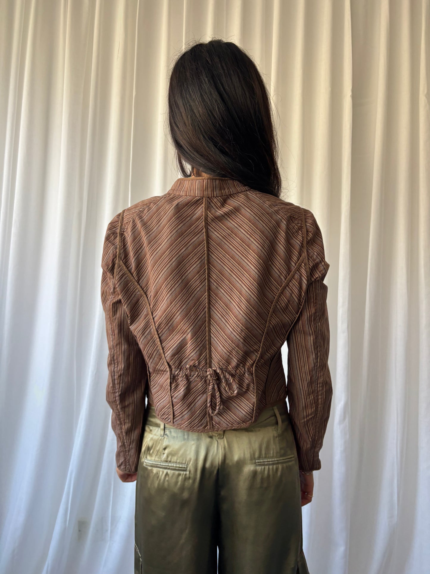 BCBG Max Azria Brown Stripe Jacket