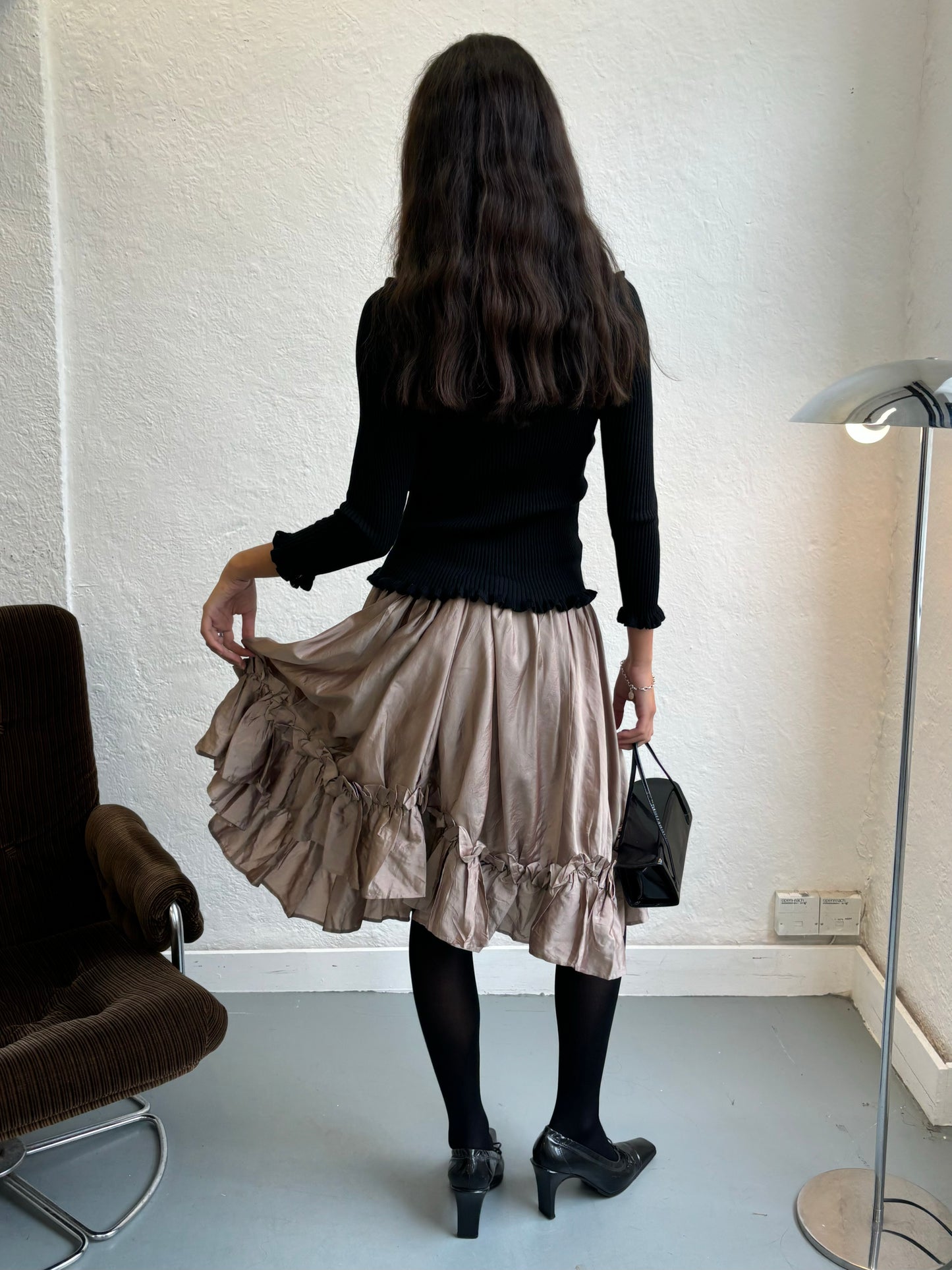 Miu Miu Ruffle Midi Skirt