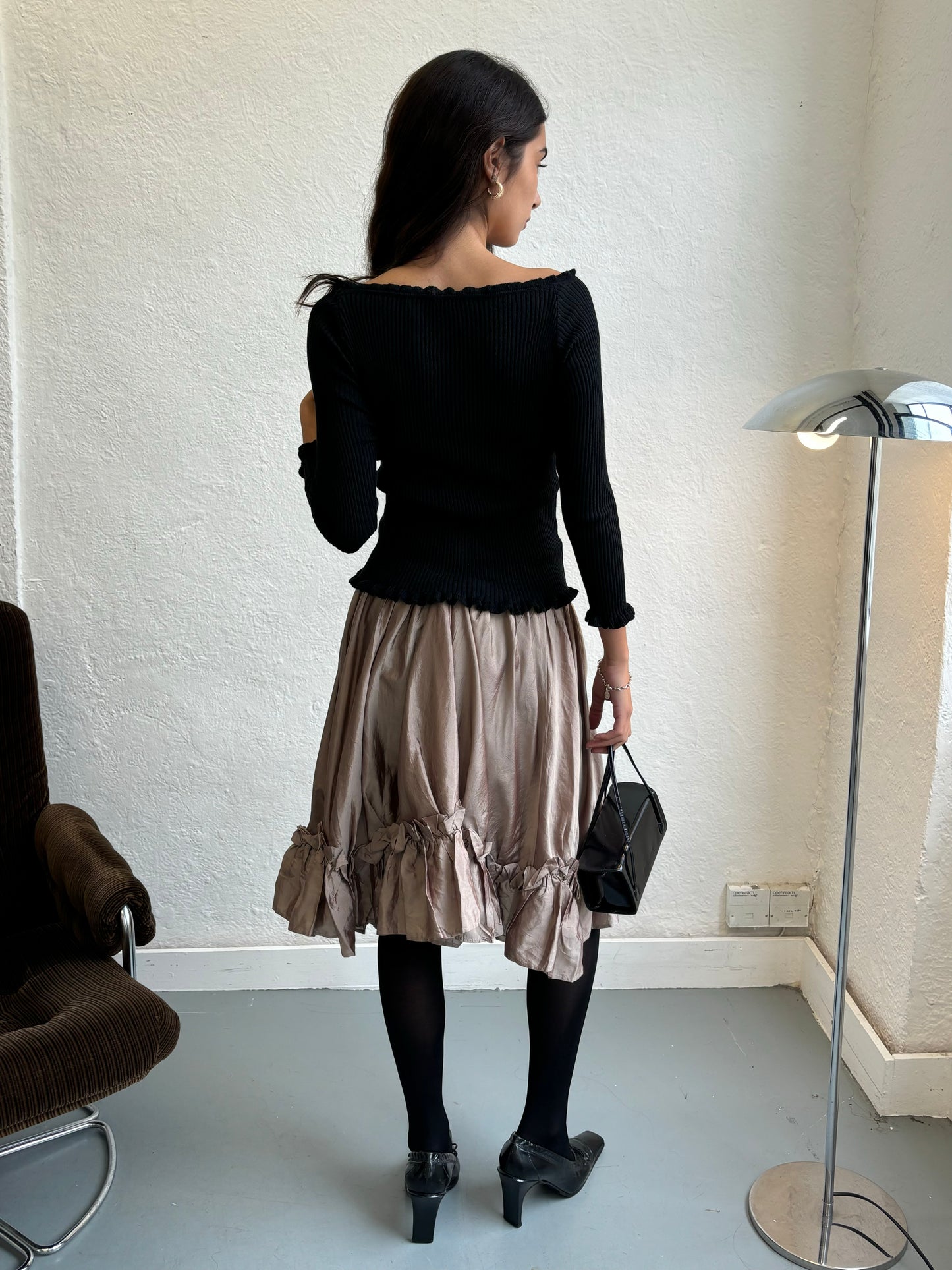 Miu Miu Ruffle Midi Skirt