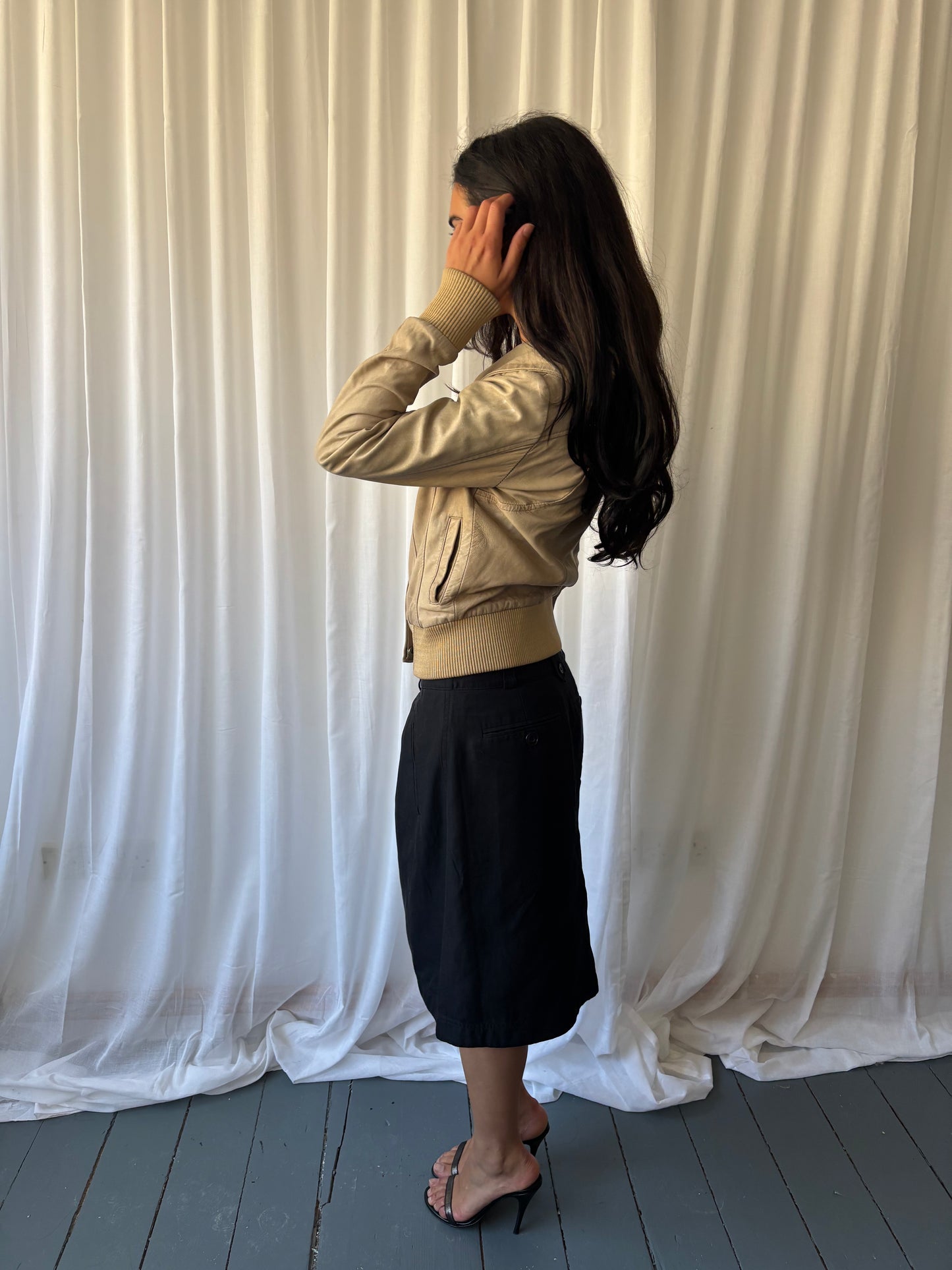 All Saints Beige Leather Jacket