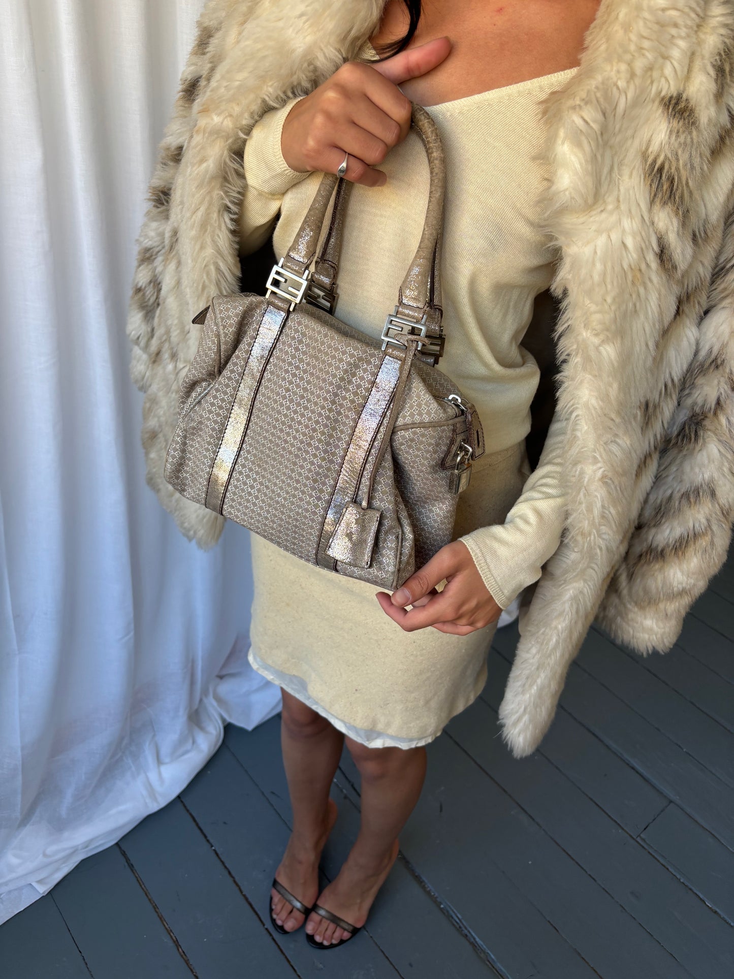 Fendi Metallic Monogram Bowling Bag