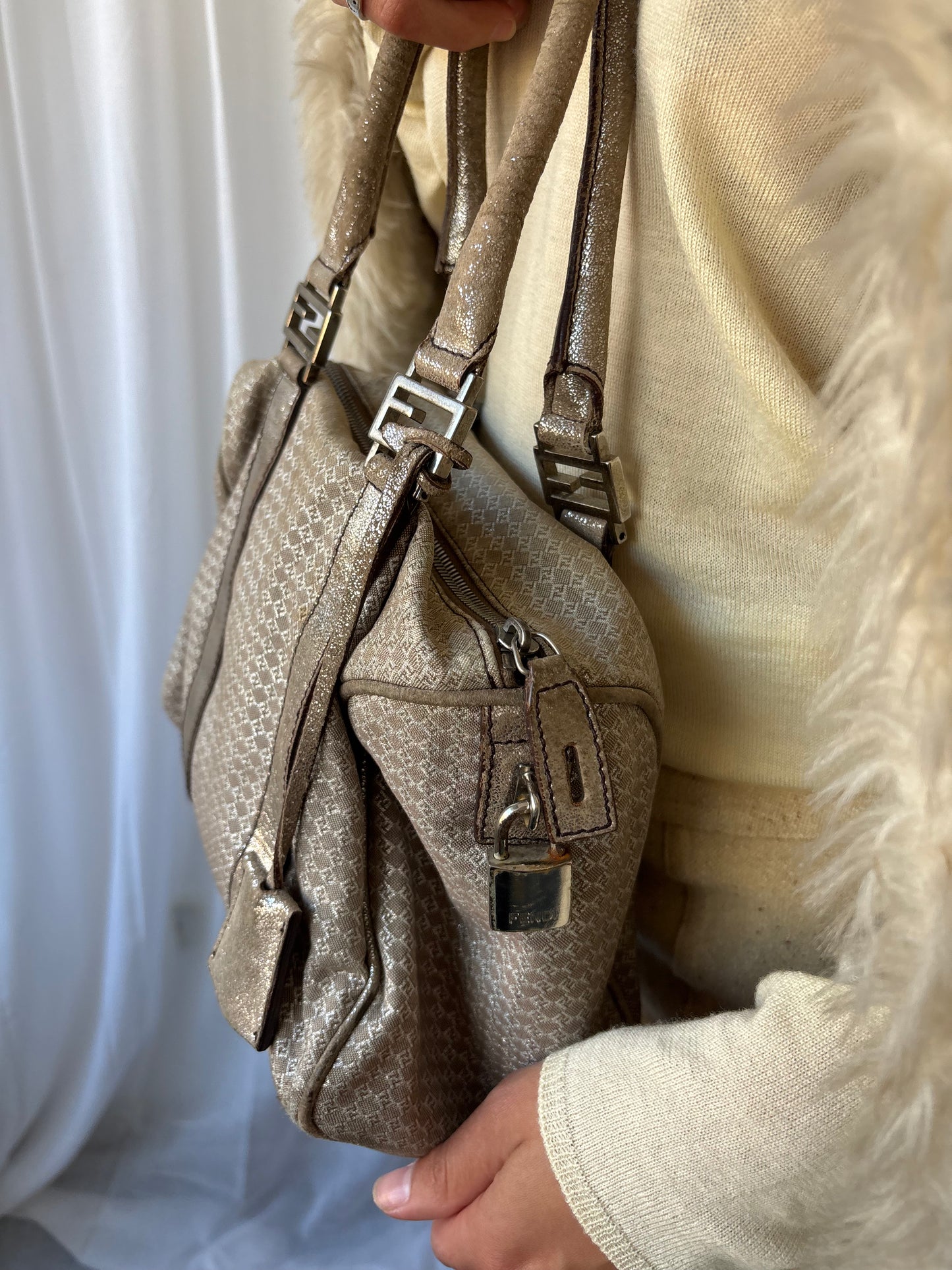 Fendi Metallic Monogram Bowling Bag