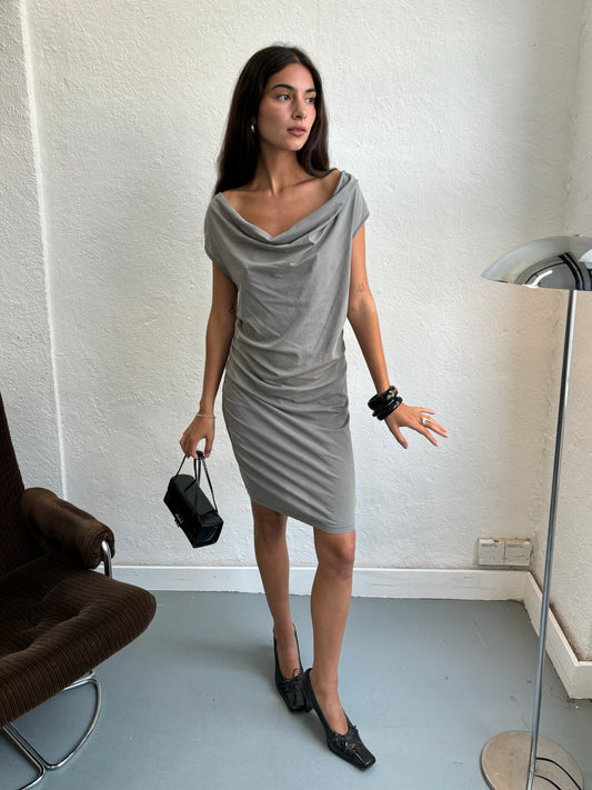 DKNY Grey Cowl Neck Dress