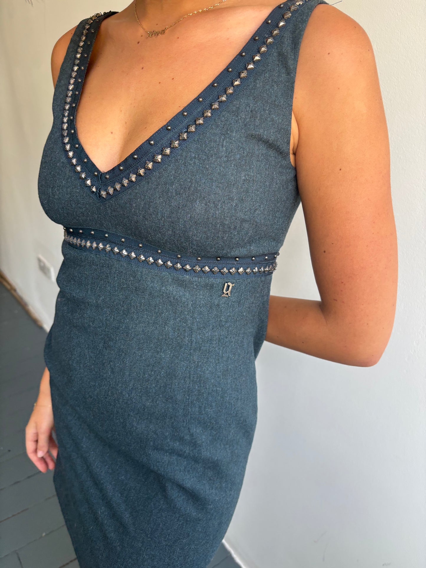 Galliano Petrol Blue Wool Dress