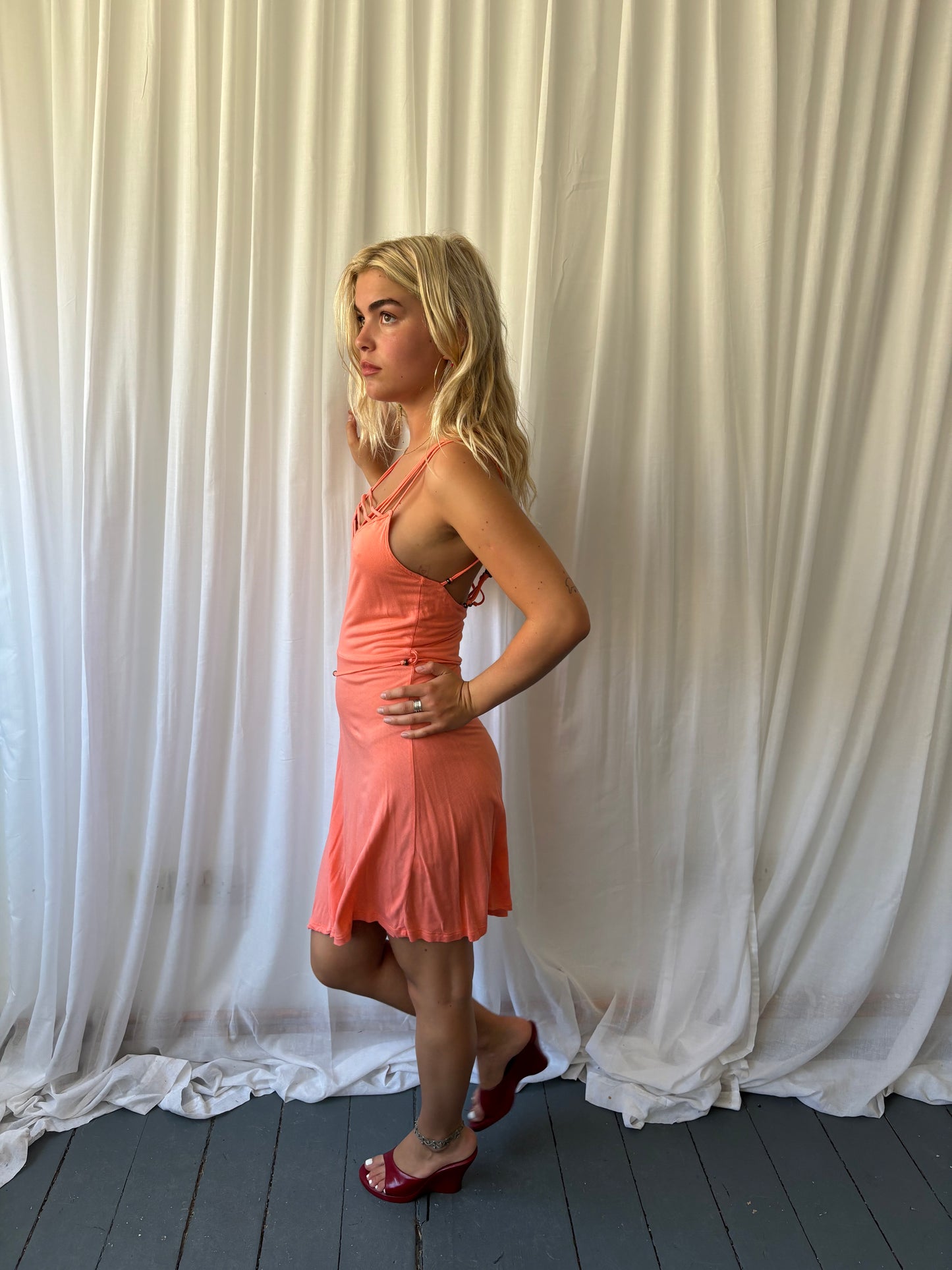 Warehouse Coral Midi Dress