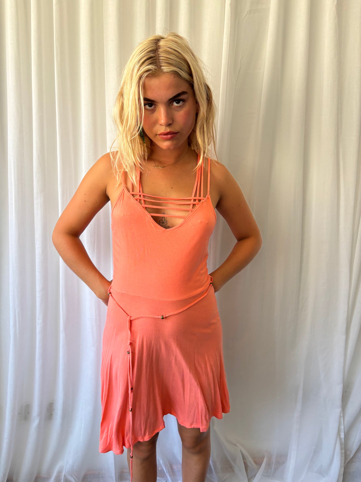 Warehouse Coral Midi Dress