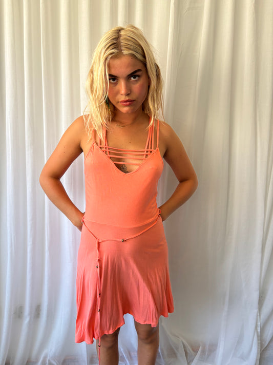 Warehouse Coral Midi Dress