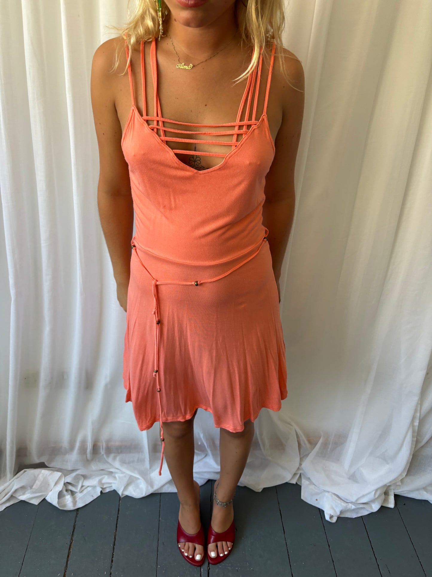 Warehouse Coral Midi Dress