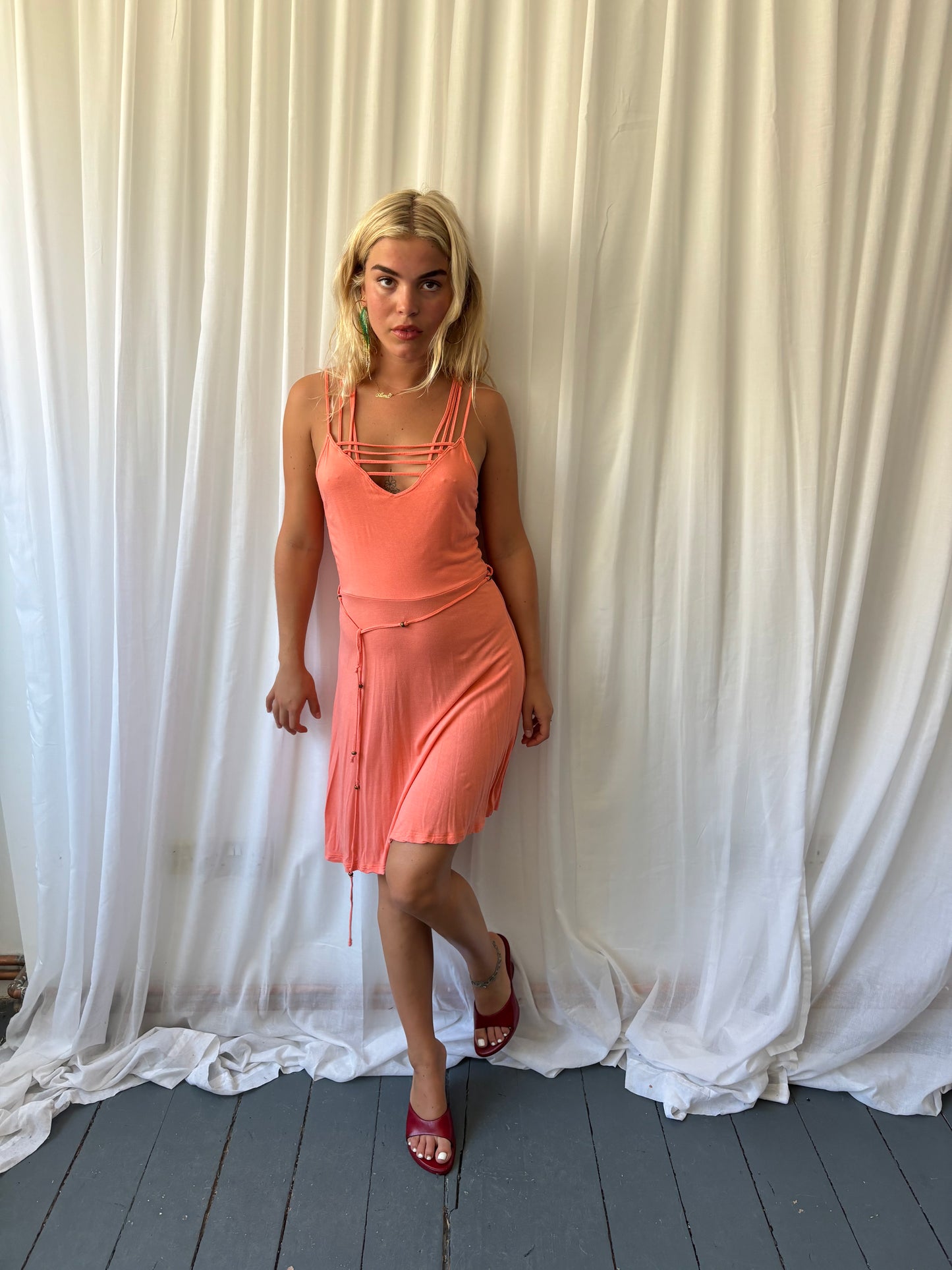 Warehouse Coral Midi Dress