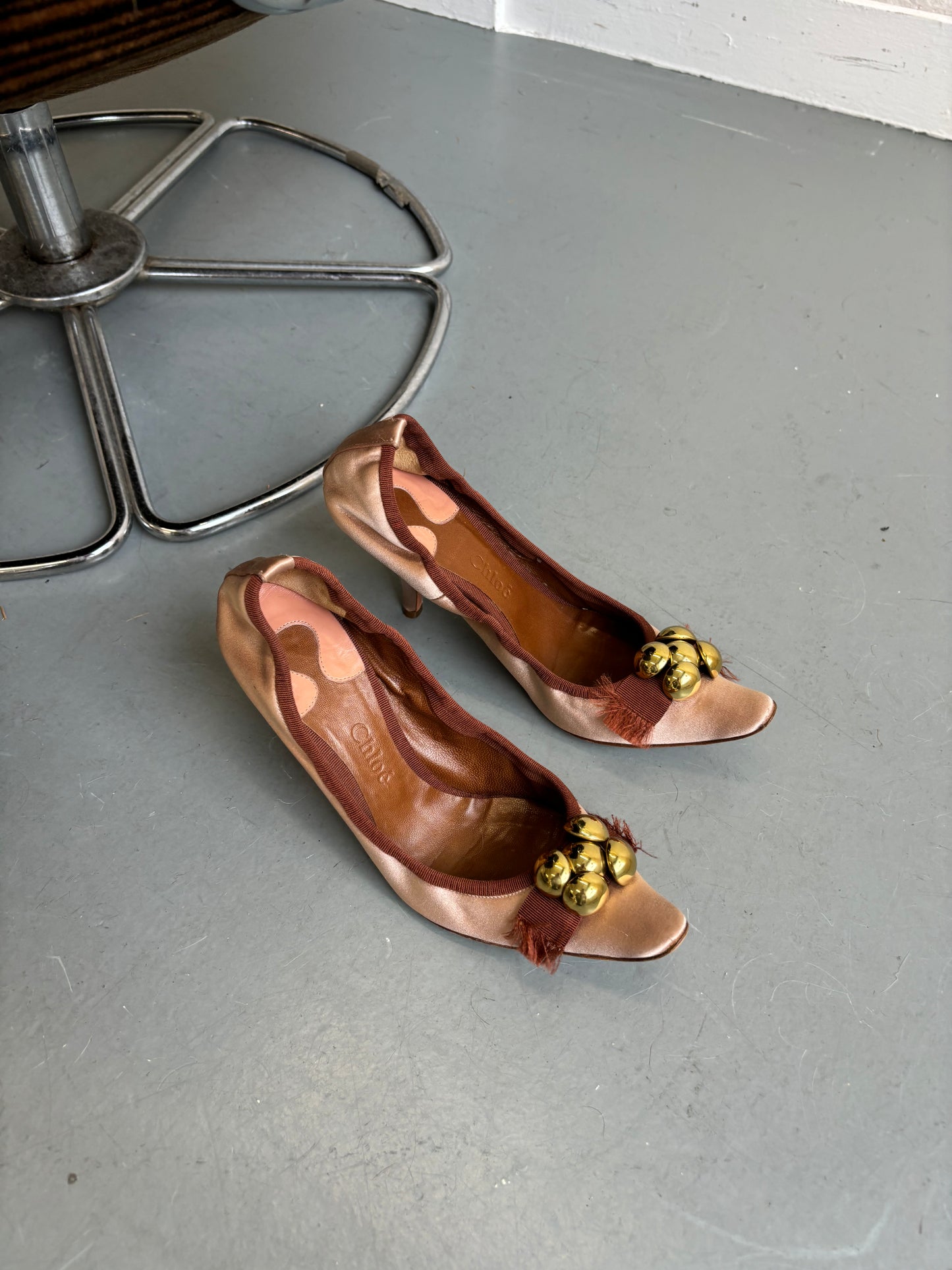 Chloé Pink Satin Heels