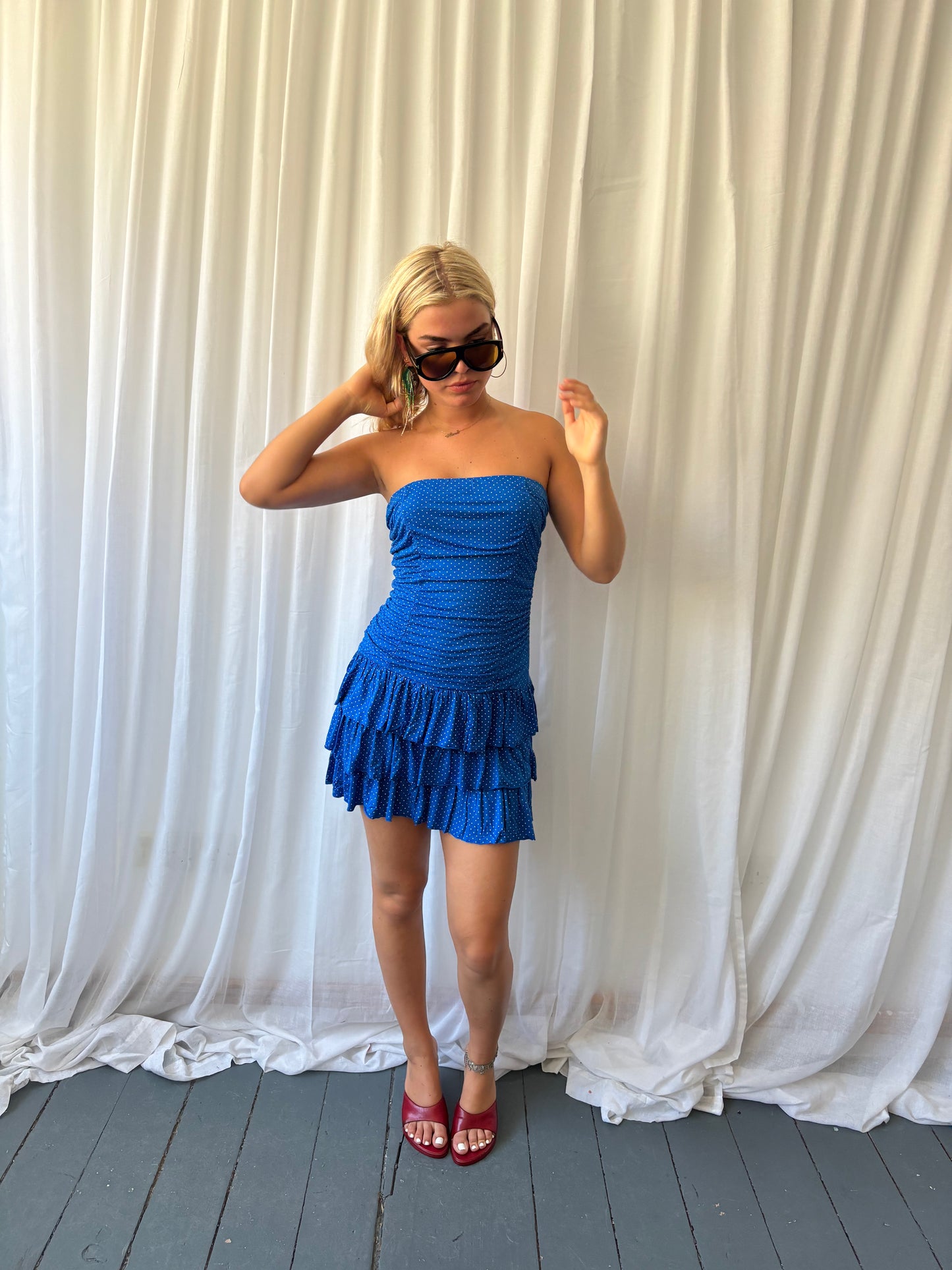 Tammy Blue Polka Dot Dress
