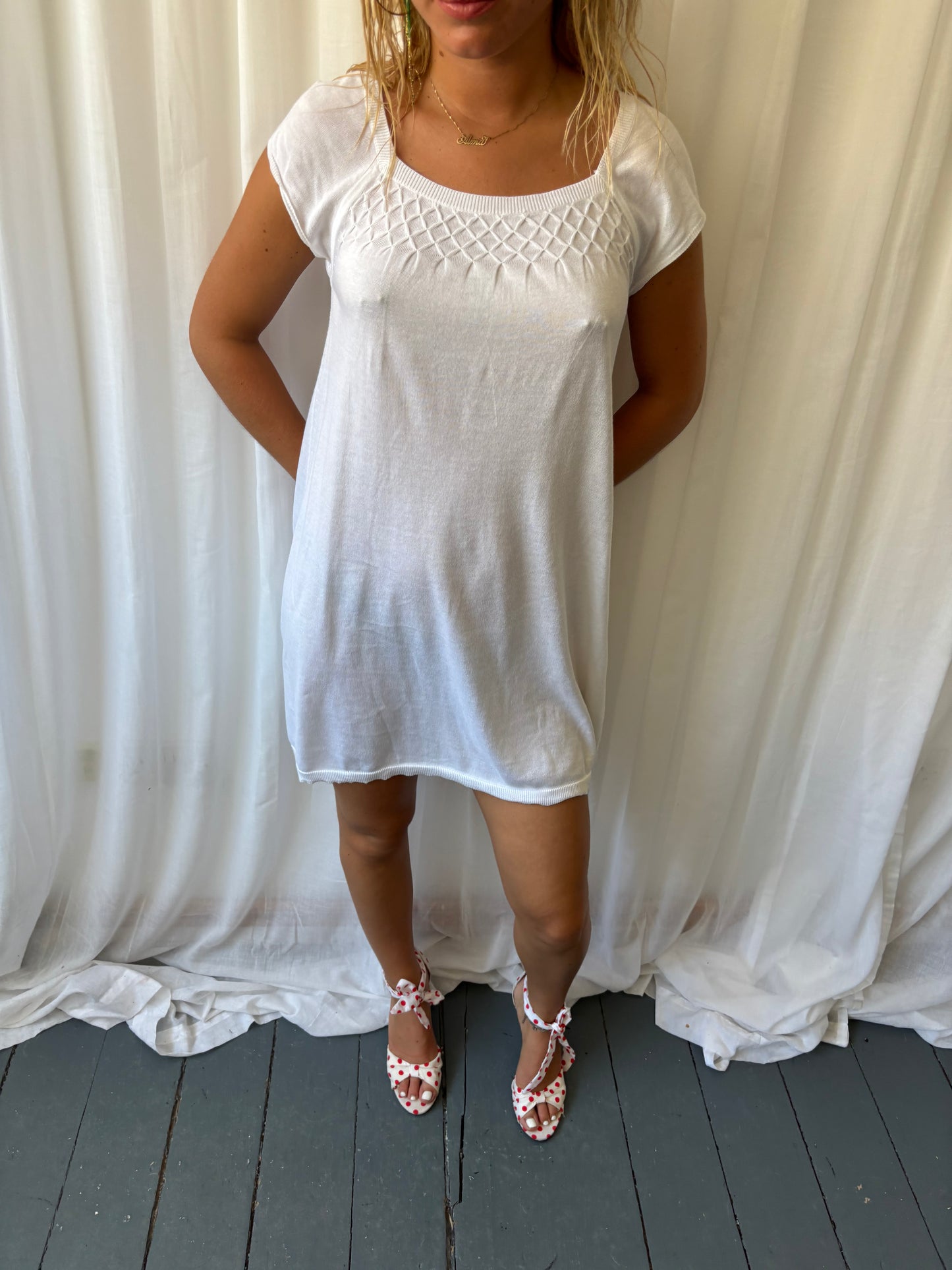 DKNY White Knit Dress