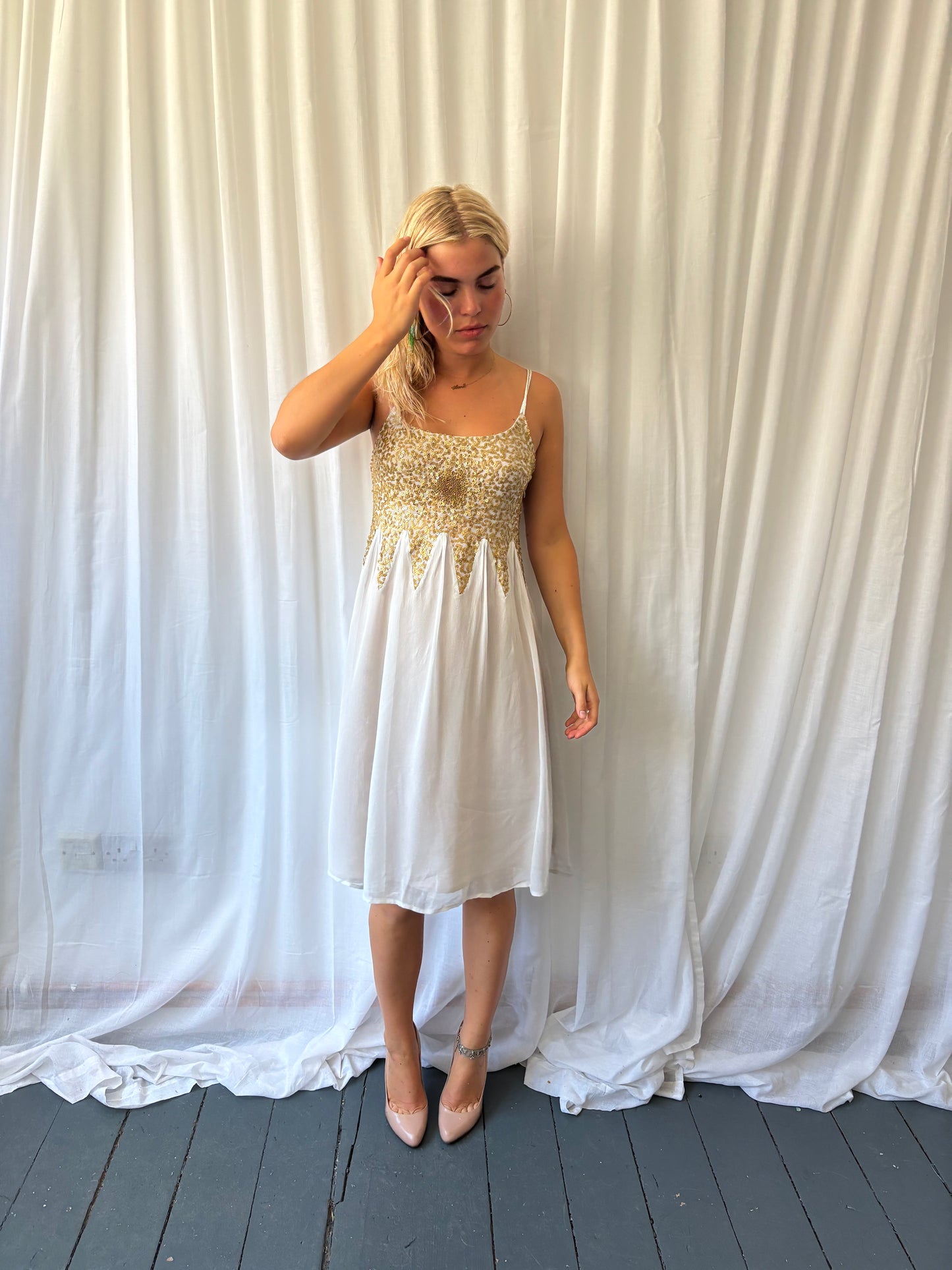 Vintage Ivory Sequin Dress